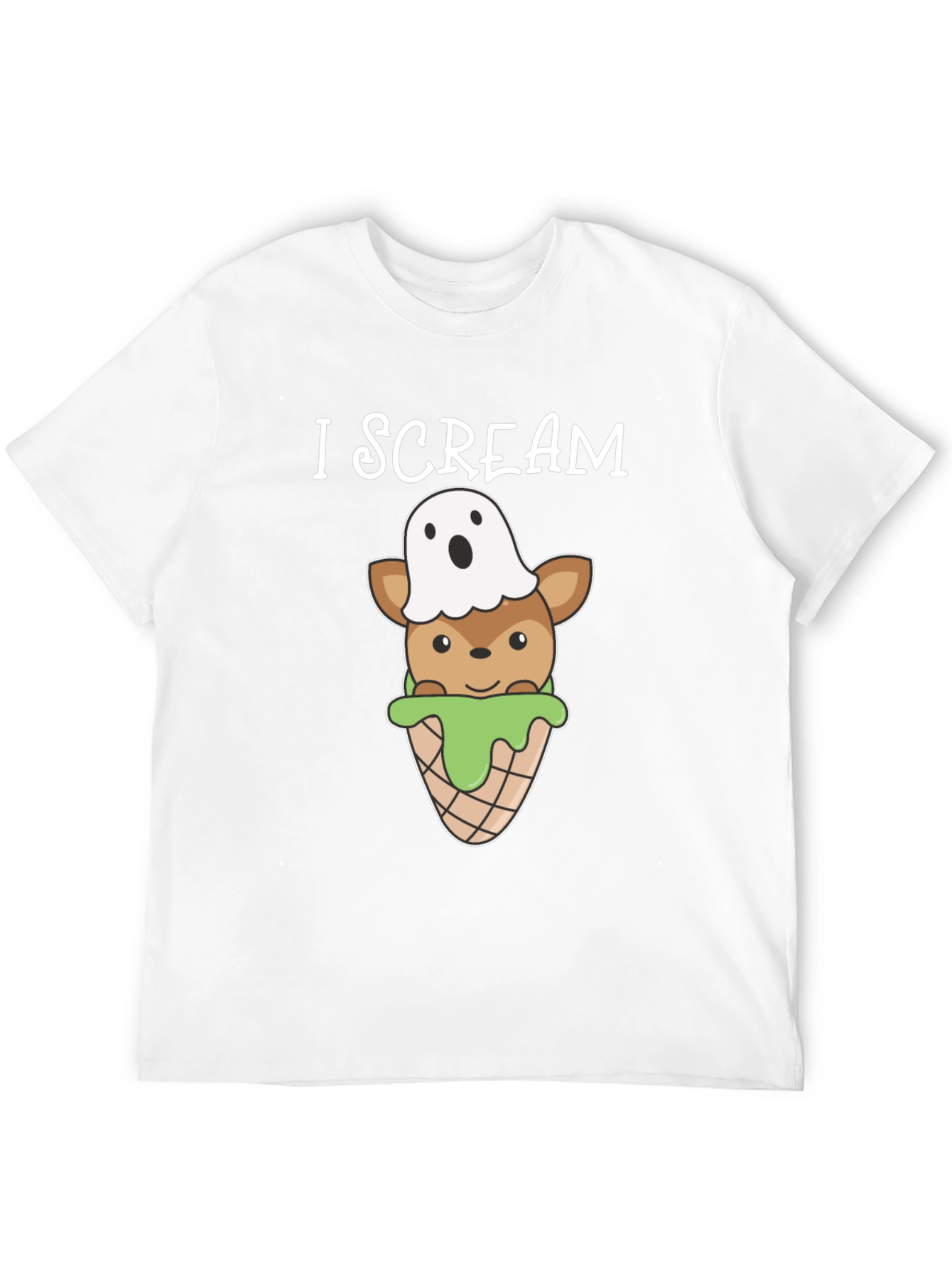 Black I Scream Deer Ghost Graphic T-Shirt view 12