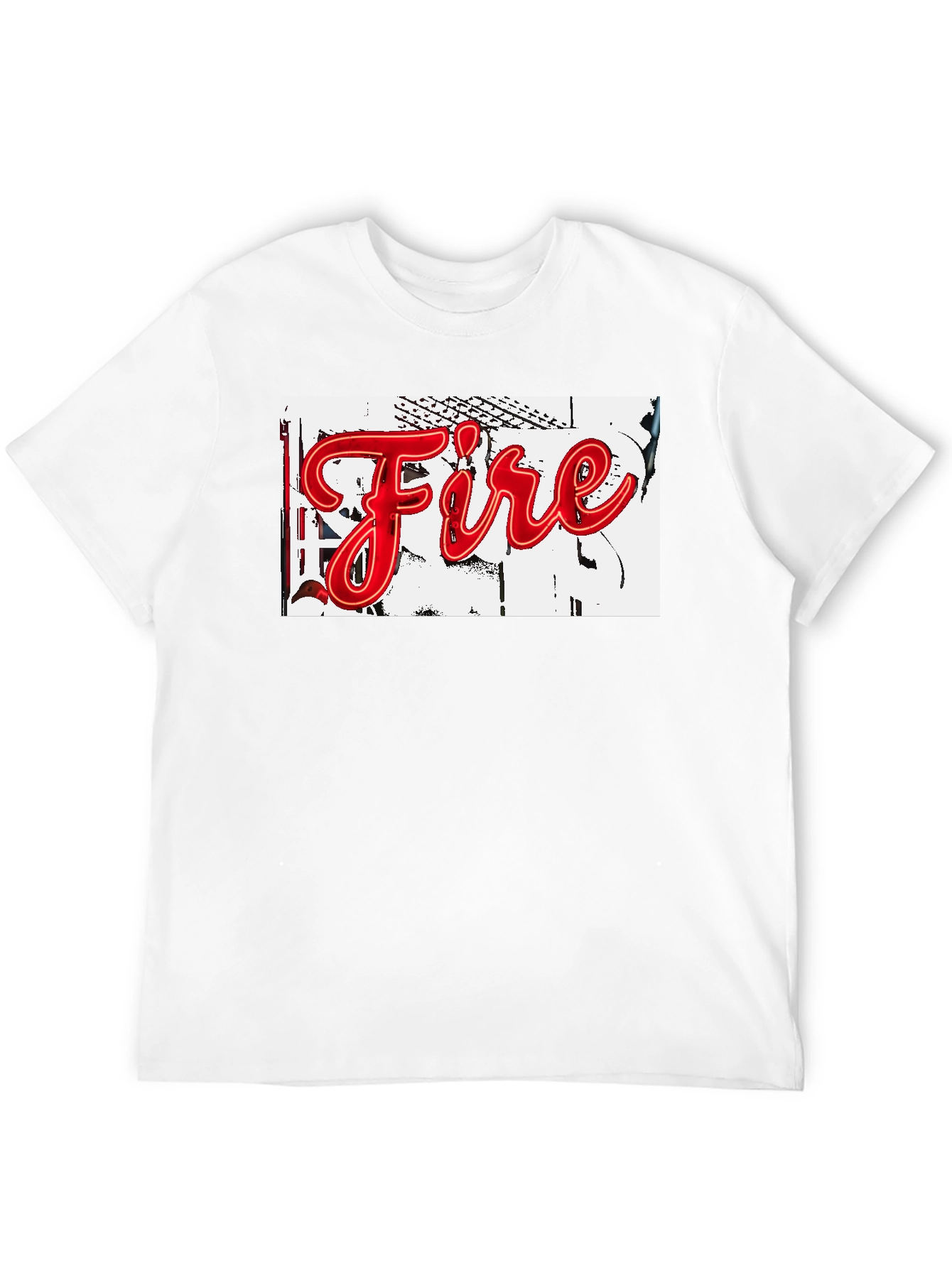 Black "Fire" Graphic Print Black T-Shirt view 12