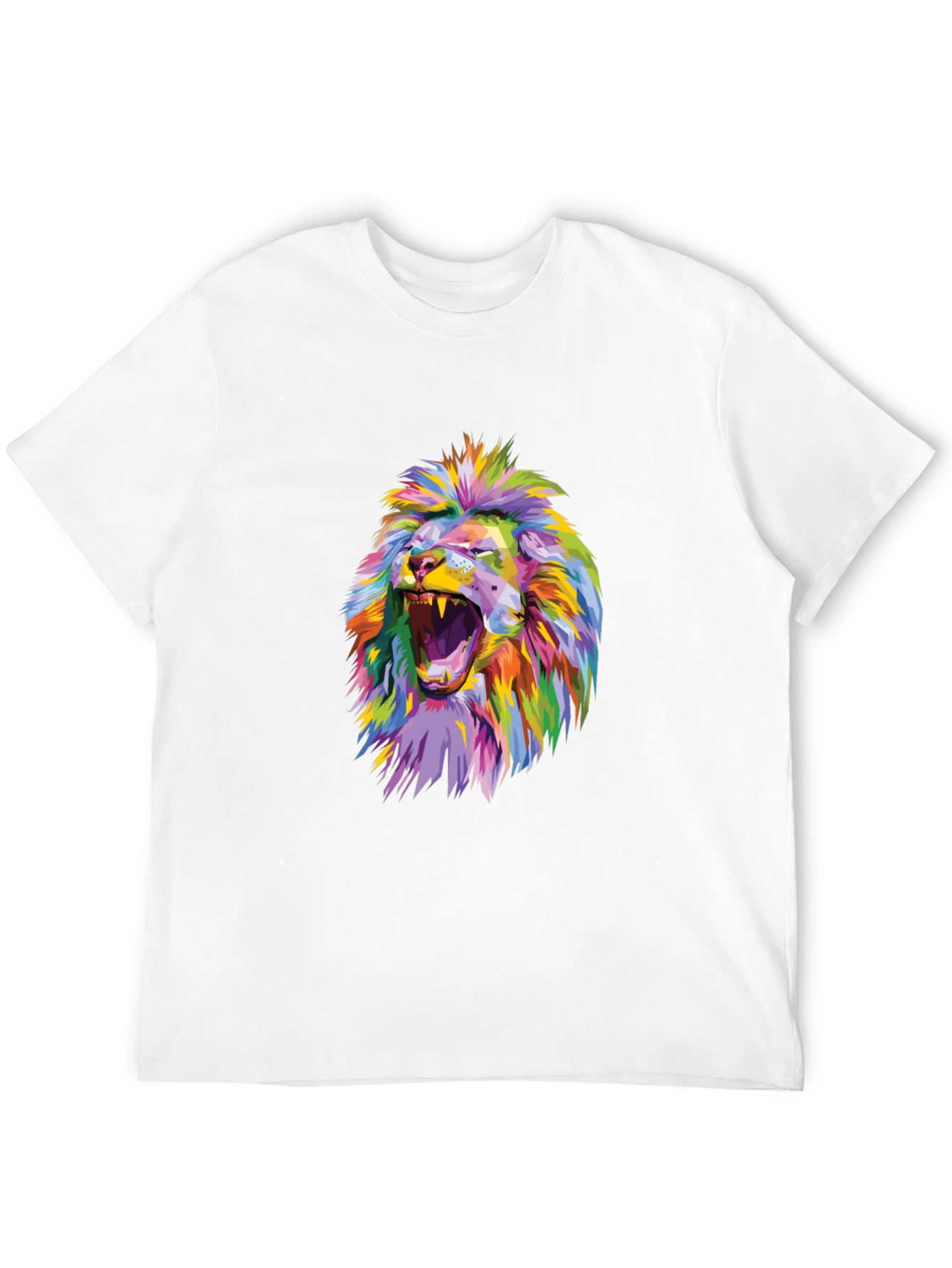 Black Colorful Lion Graphic Print Black T-Shirt view 12