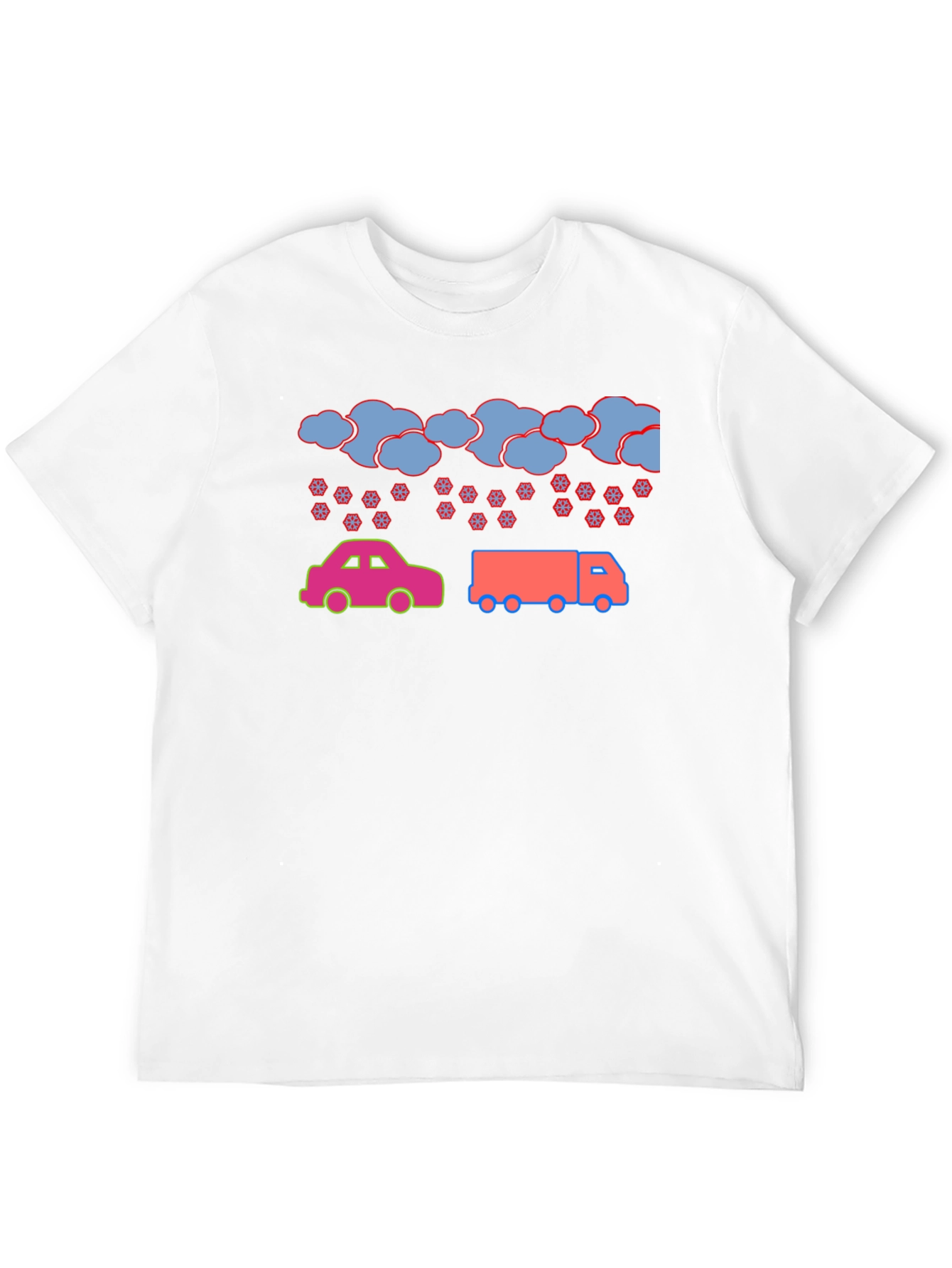 Black Cartoon Car & Truck Snow Day Black T-Shirt view 12