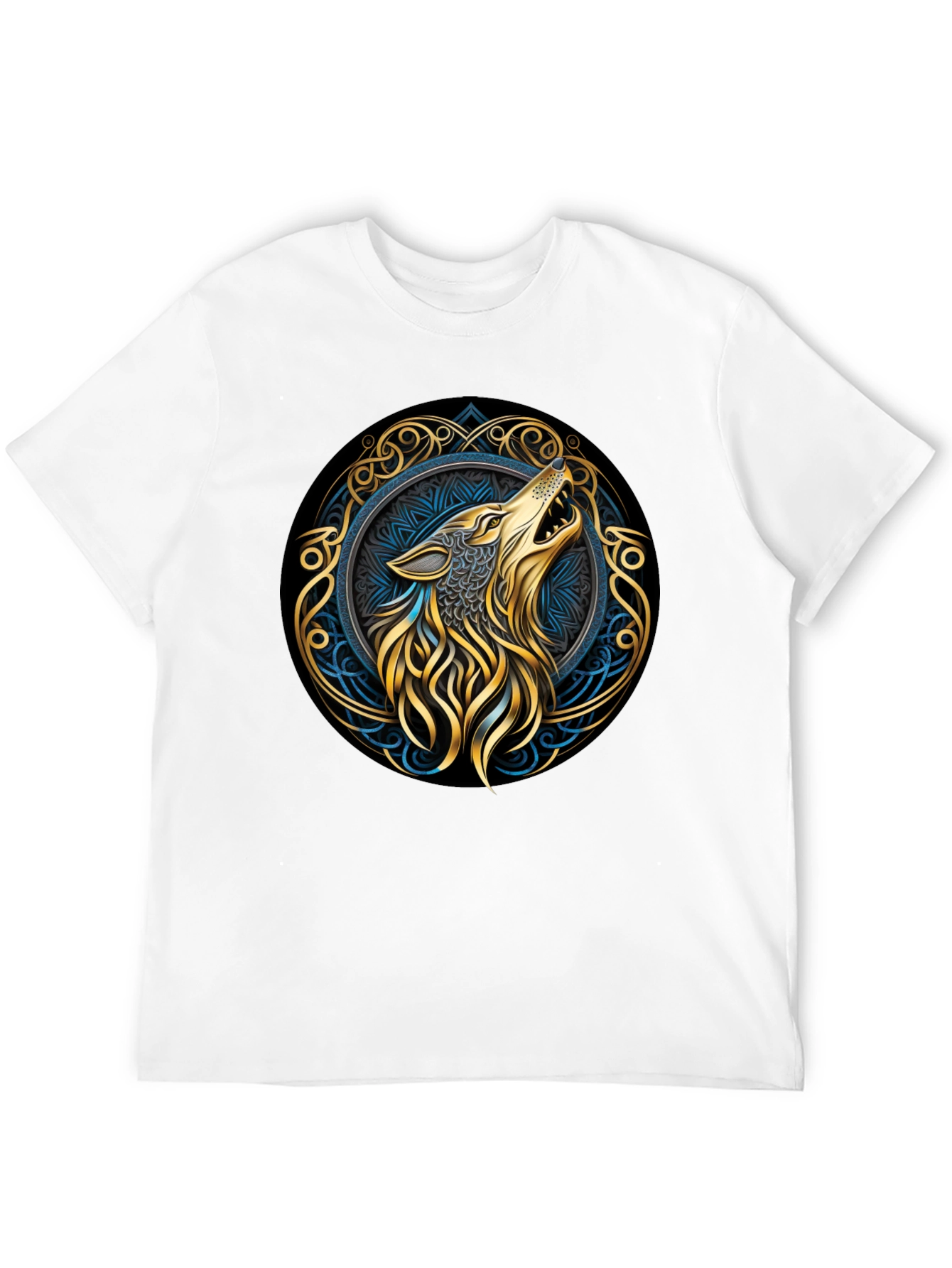 Black Wolf Design Black T-Shirt - Mystic Tribal Circle view 12