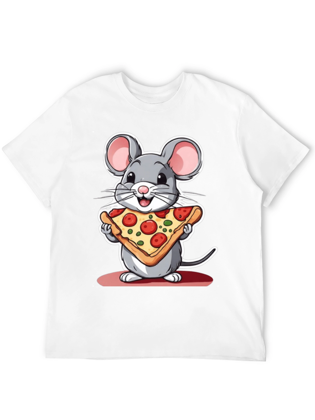 Black Cartoon Mouse Pizza Graphic Tee view 12