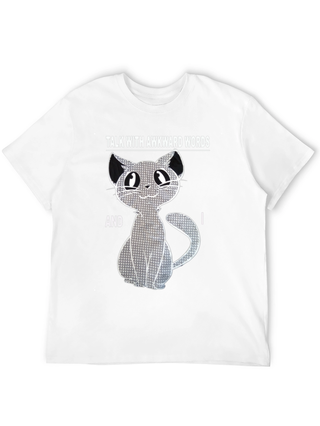 Black Awkward Words Cat T-Shirt - Black Cotton Blend Graphic Tee view 12