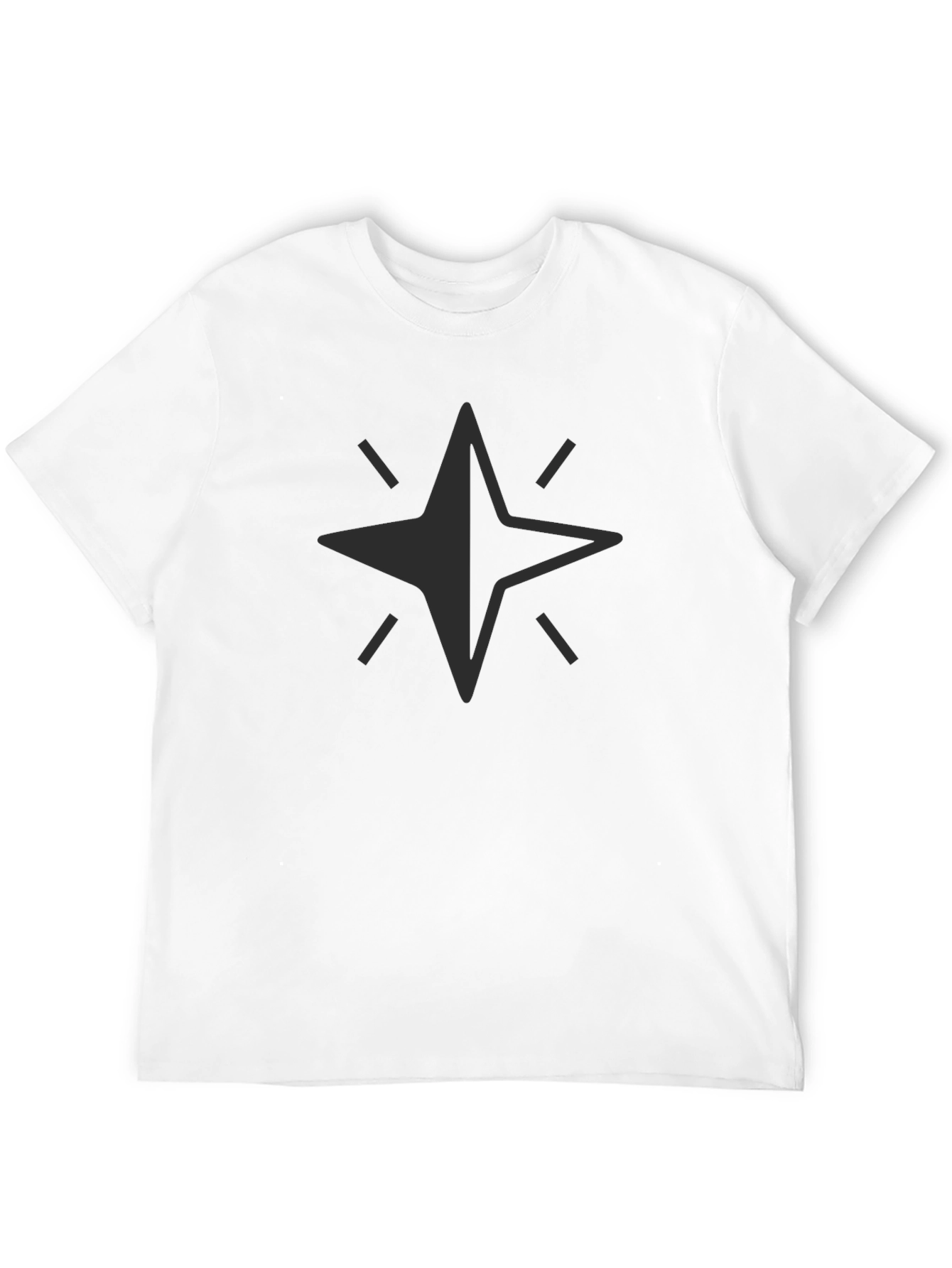 Black Men's Black T-Shirt with Star Graphic view 12