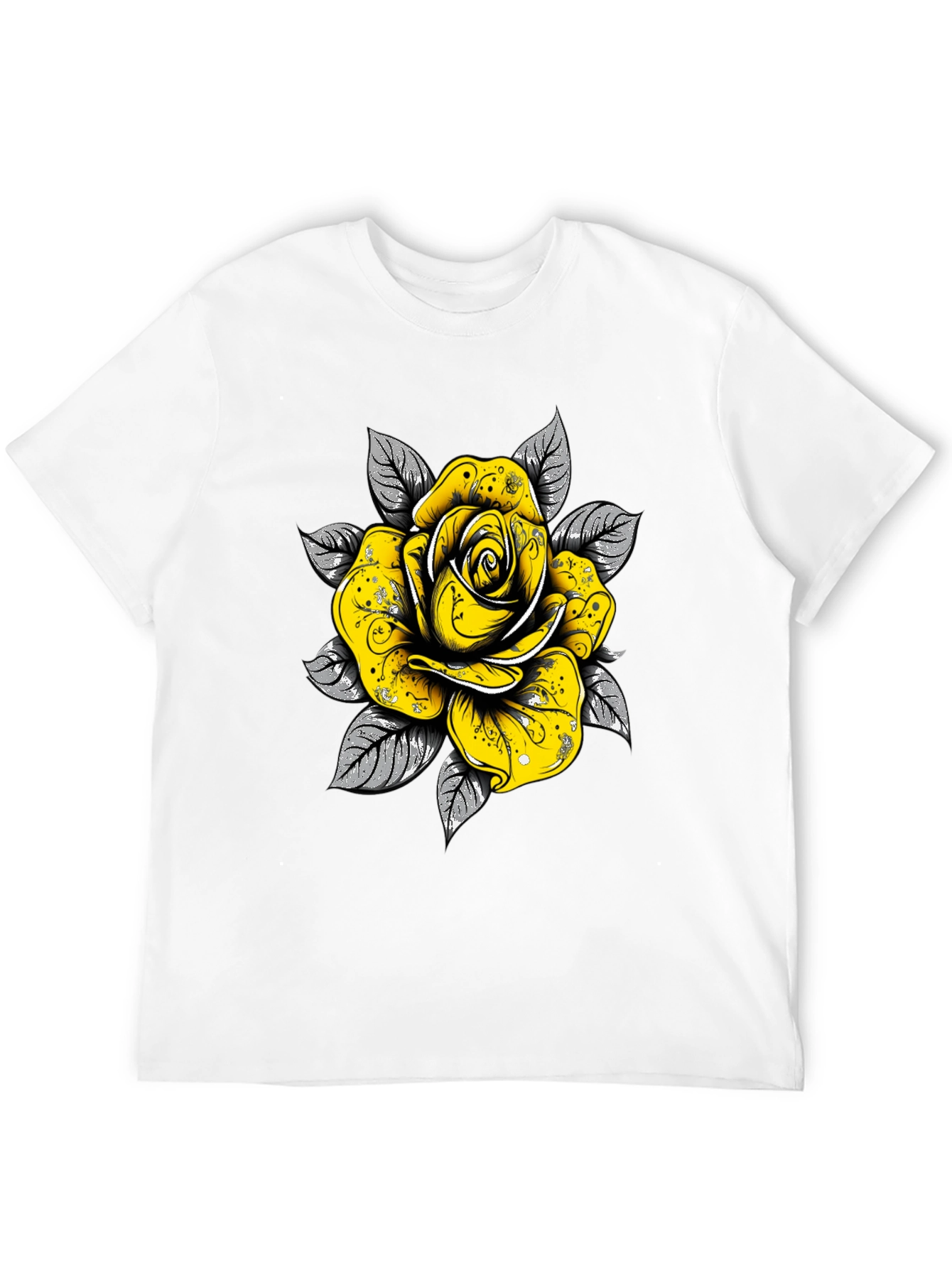Black Rose Graphic Tee - Sleek Black Cotton T-Shirt view 12