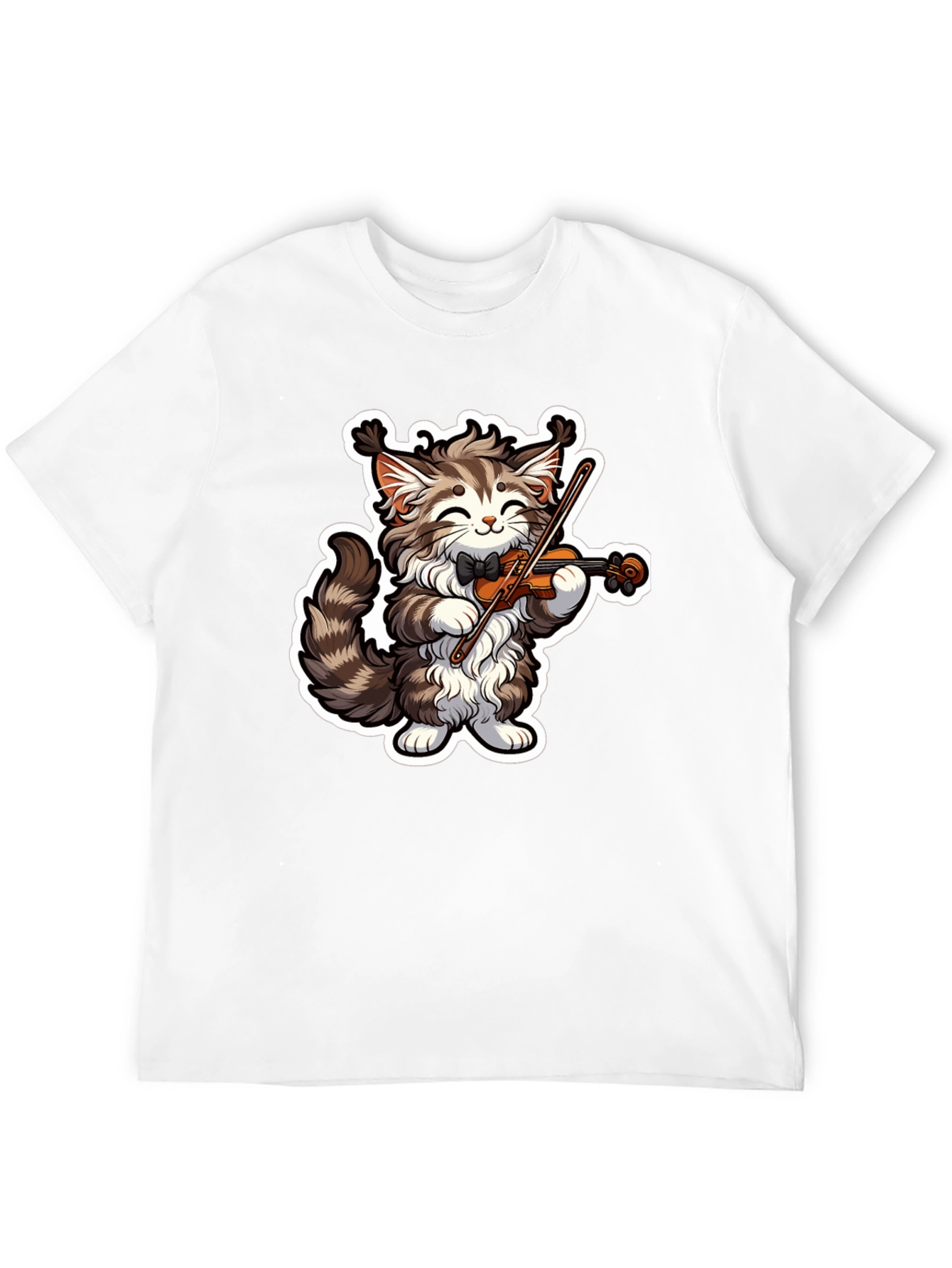 Black Musical Cat T-Shirt - Violin Playing Kitten Tee view 12