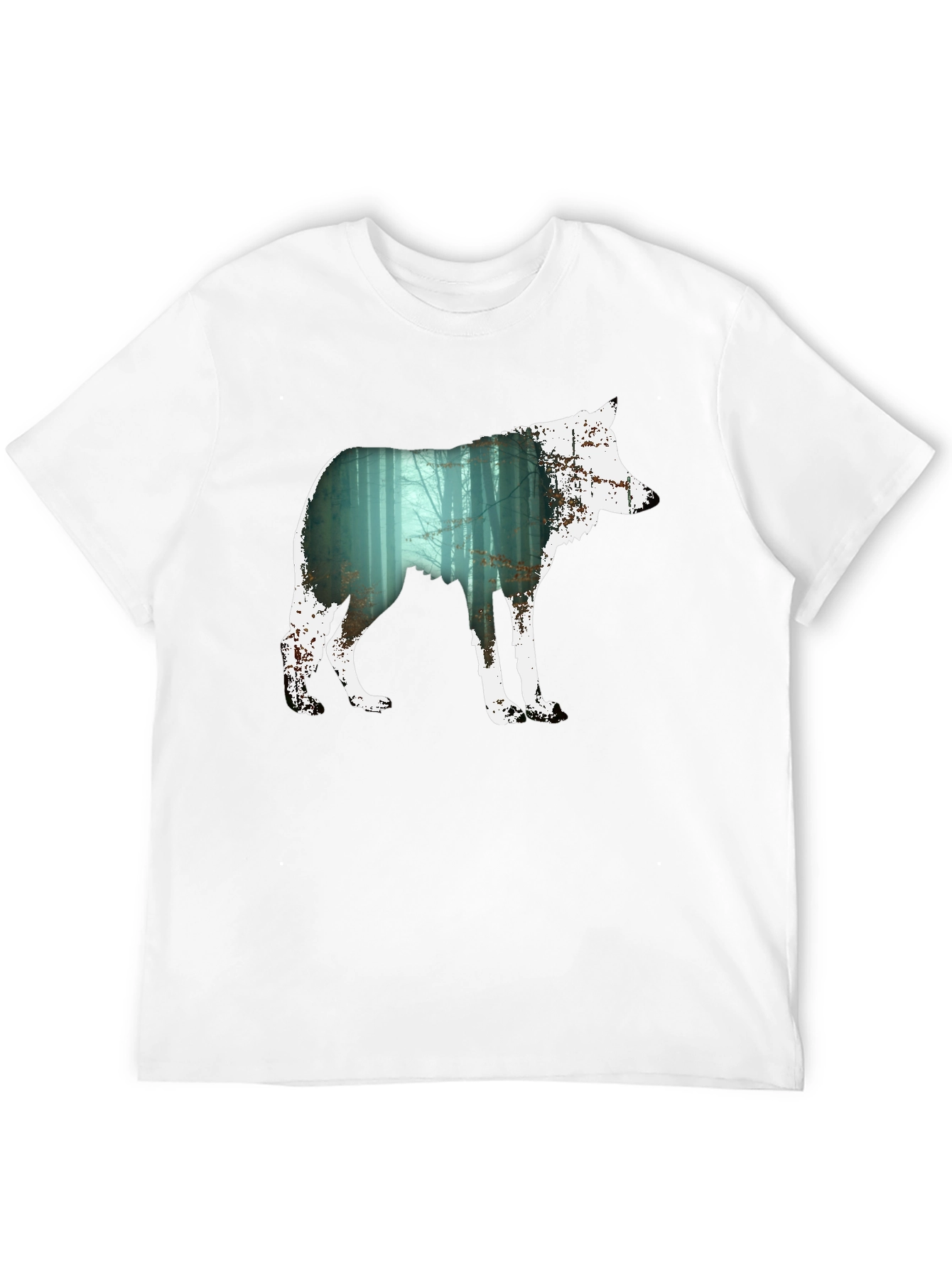 Black Wolf Silhouette Forest Graphic Tee - Black view 12