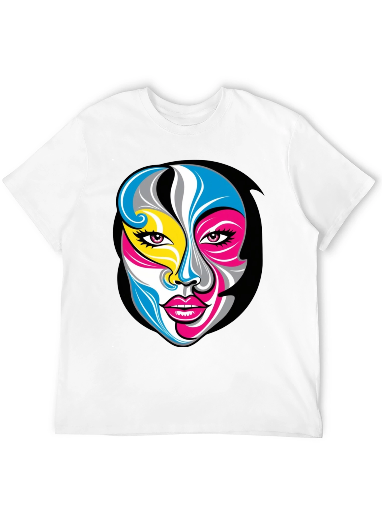 Black Abstract Face Graphic Tee - Unisex Black T-Shirt view 12