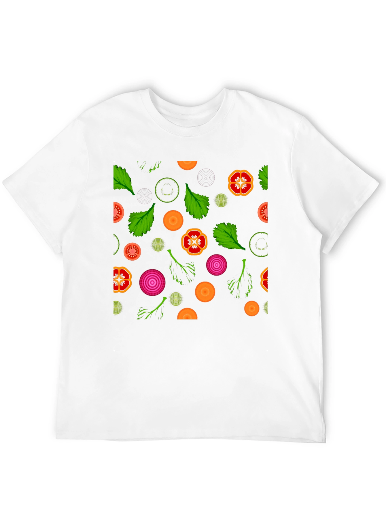 Black Vegetable Pattern T-Shirt - Black view 12