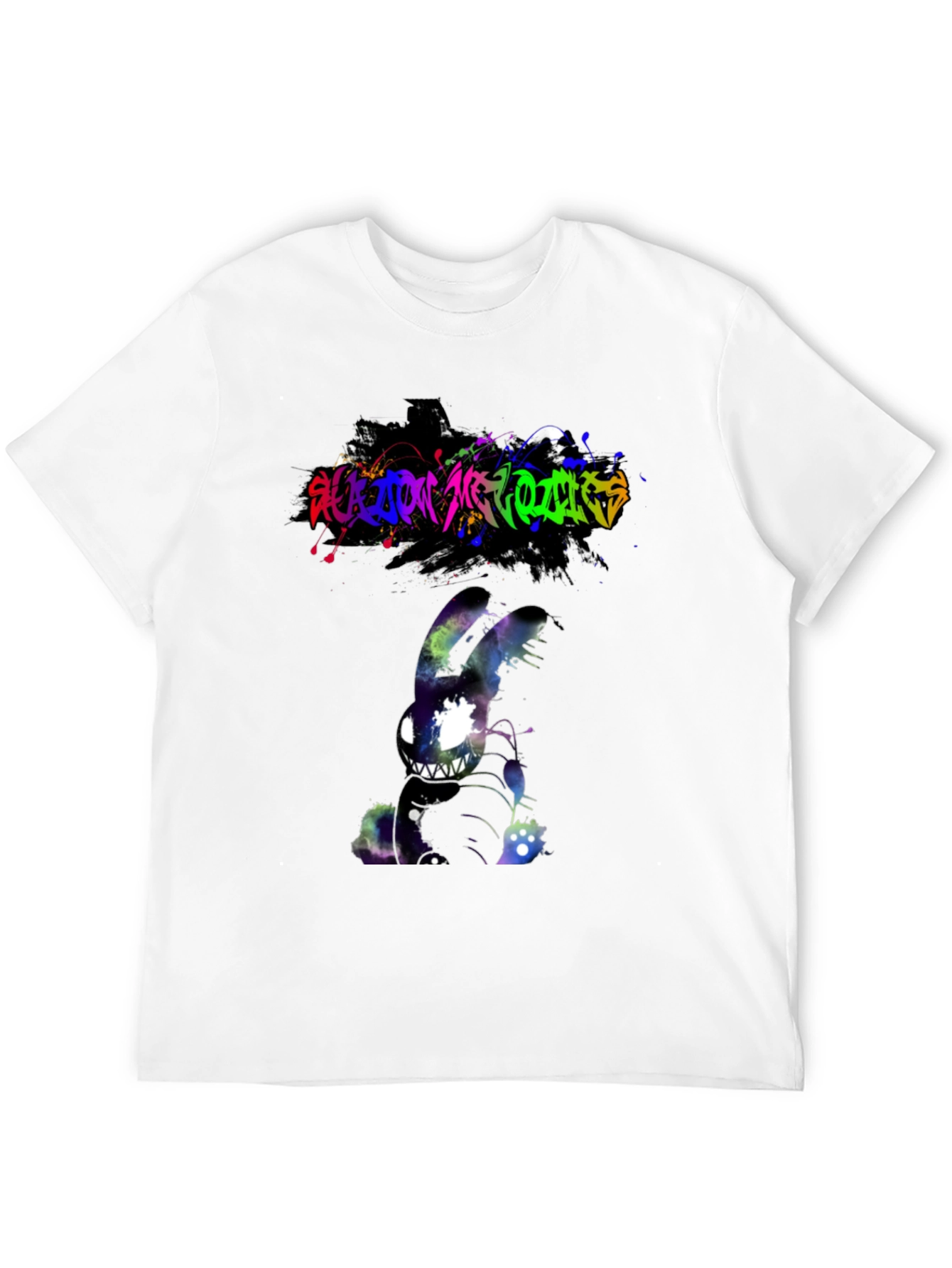 Black Cosmic Nightmare Bunny Graphic Tee - Unique Design view 12