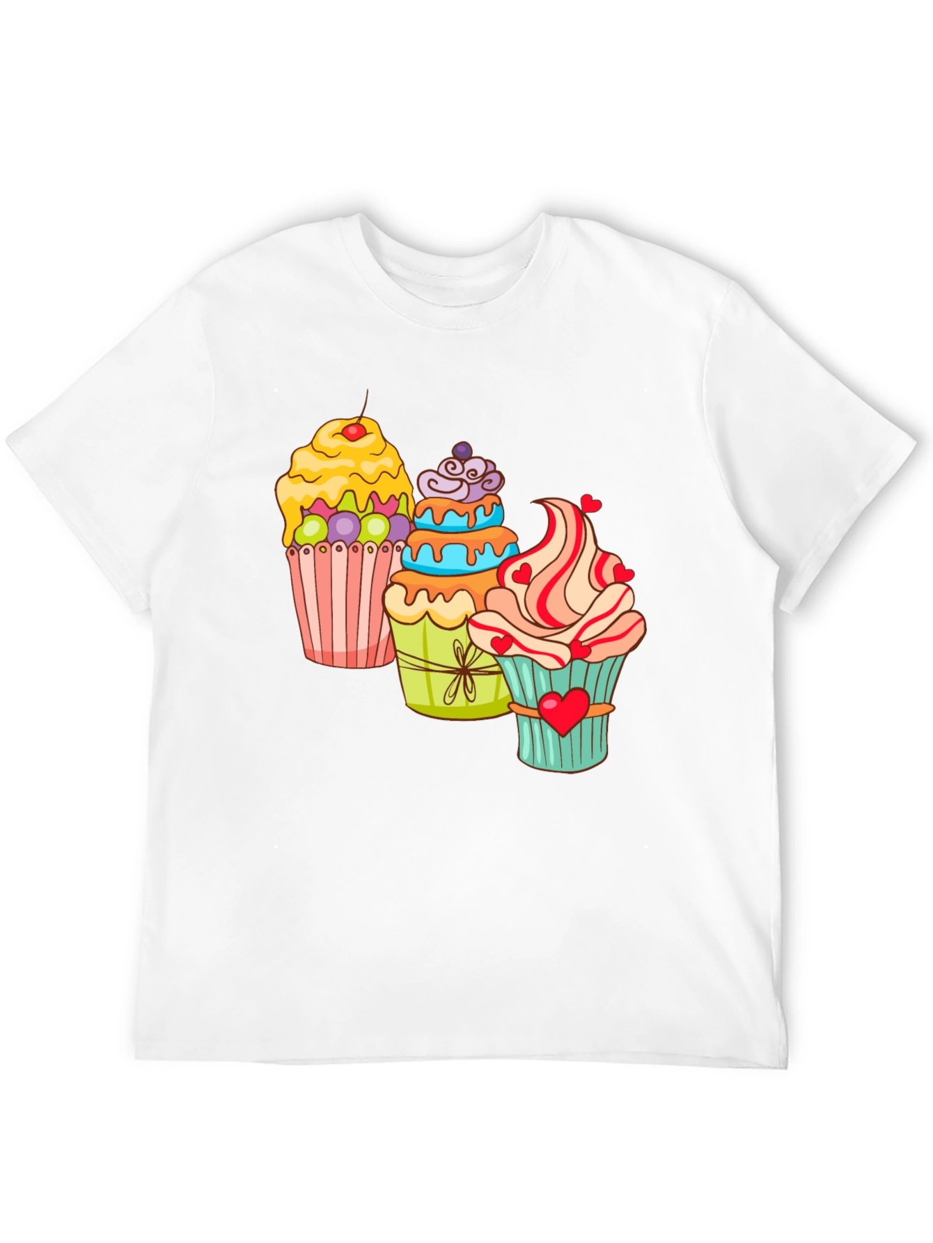 Black Cupcake T-Shirt Black Cotton Short Sleeve Dessert Lover view 12