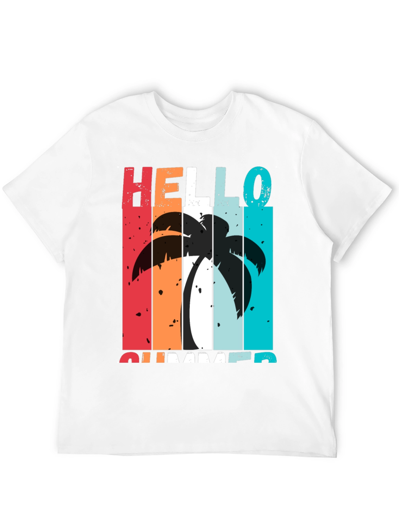 Black Hello Summer Palm Tree Graphic Tee view 12
