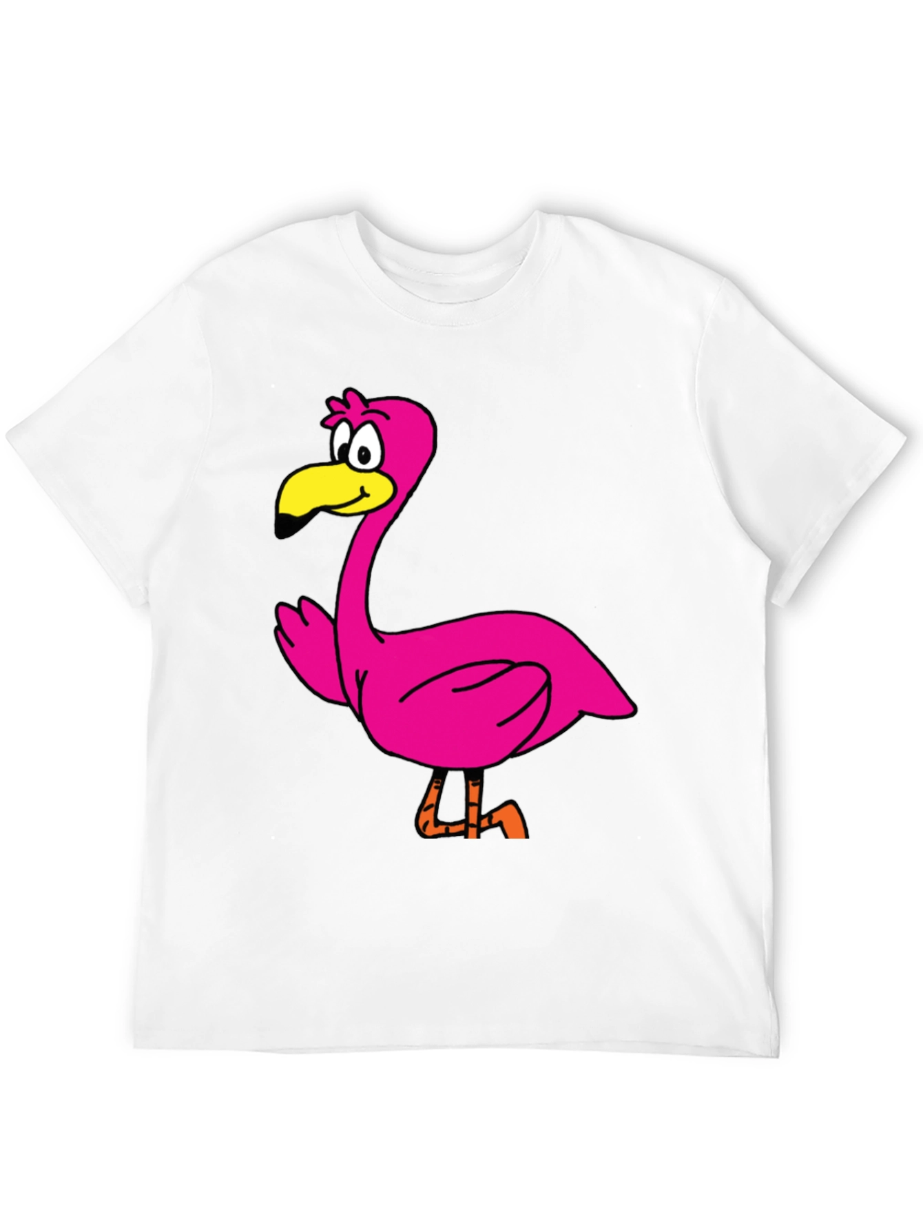 Black Cartoon Flamingo Graphic Tee - Black Unisex T-Shirt view 12