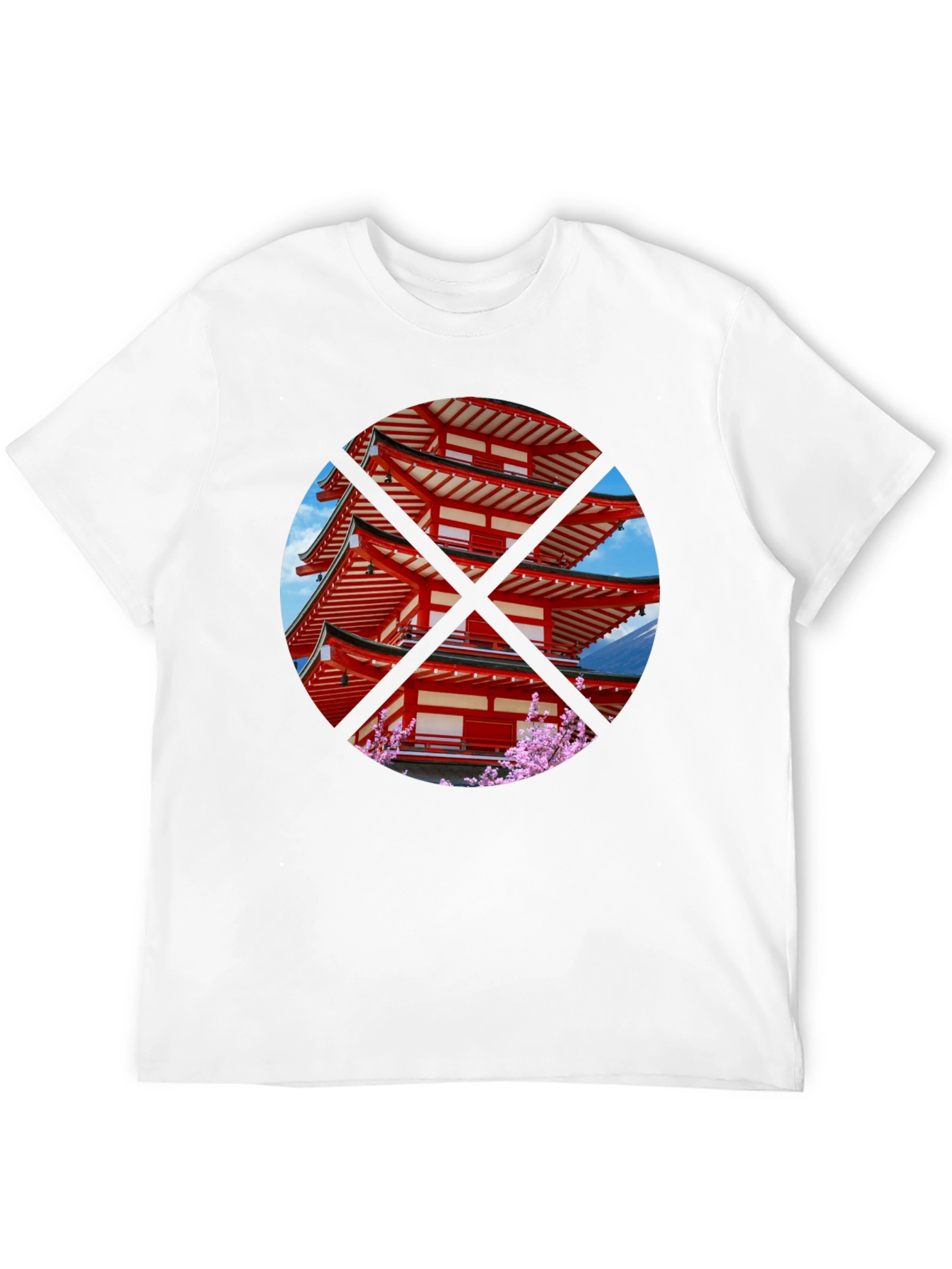 Black Japanese Pagoda T-Shirt - Black Crew Neck Tee view 12