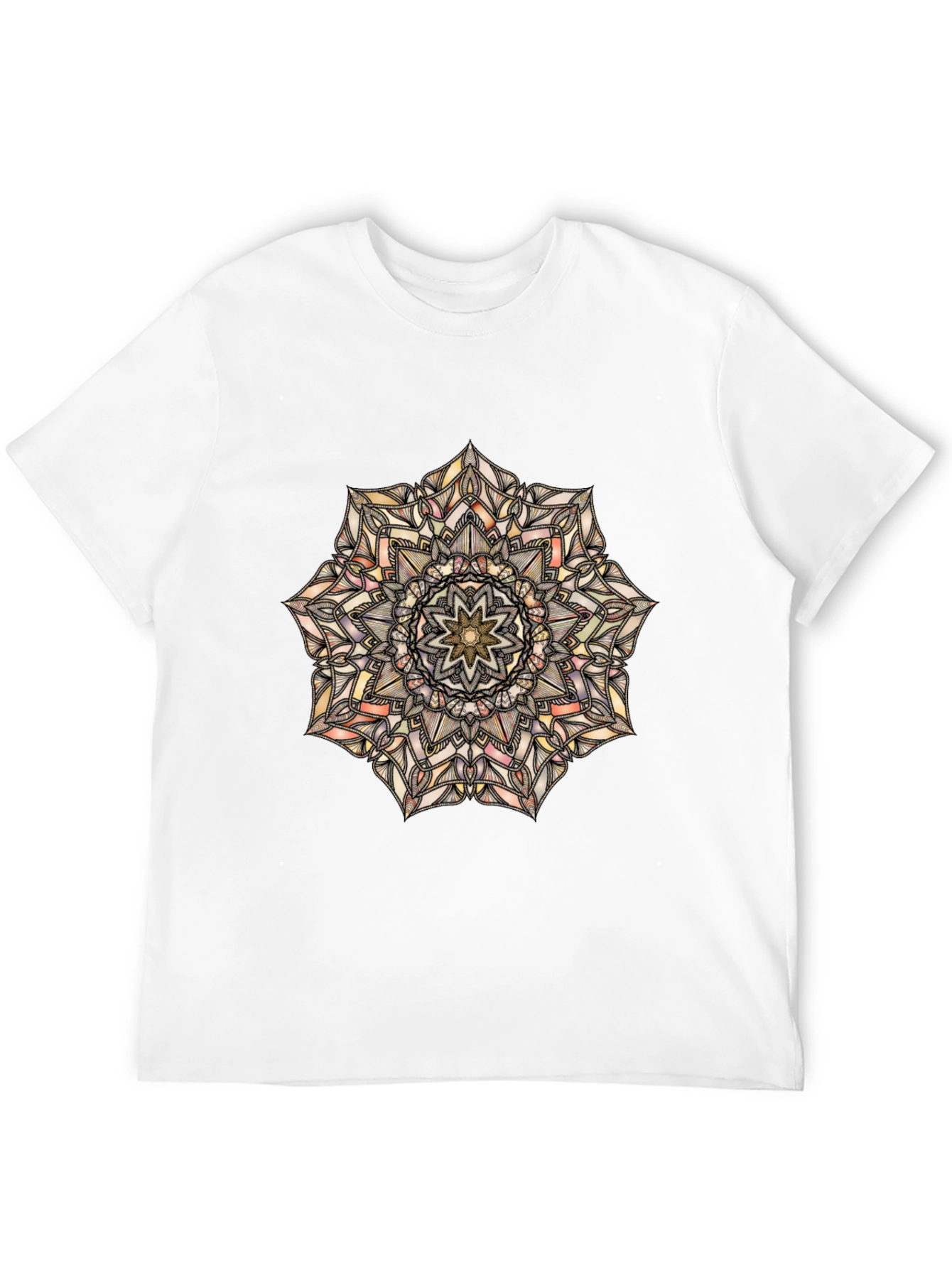Black Mandala Print Black T-Shirt view 12