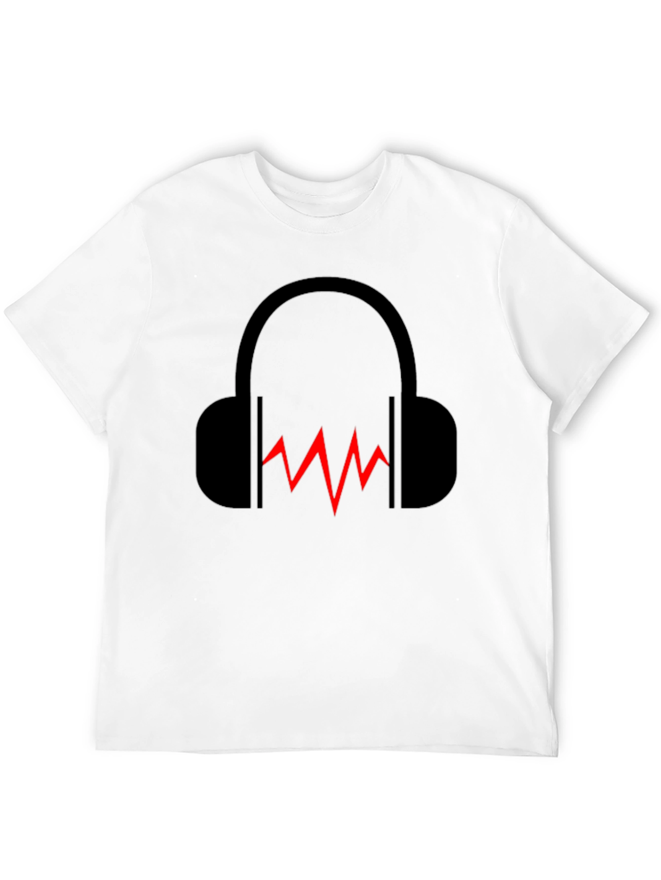 Black Headphones & Sound Wave Graphic Black T-Shirt view 12