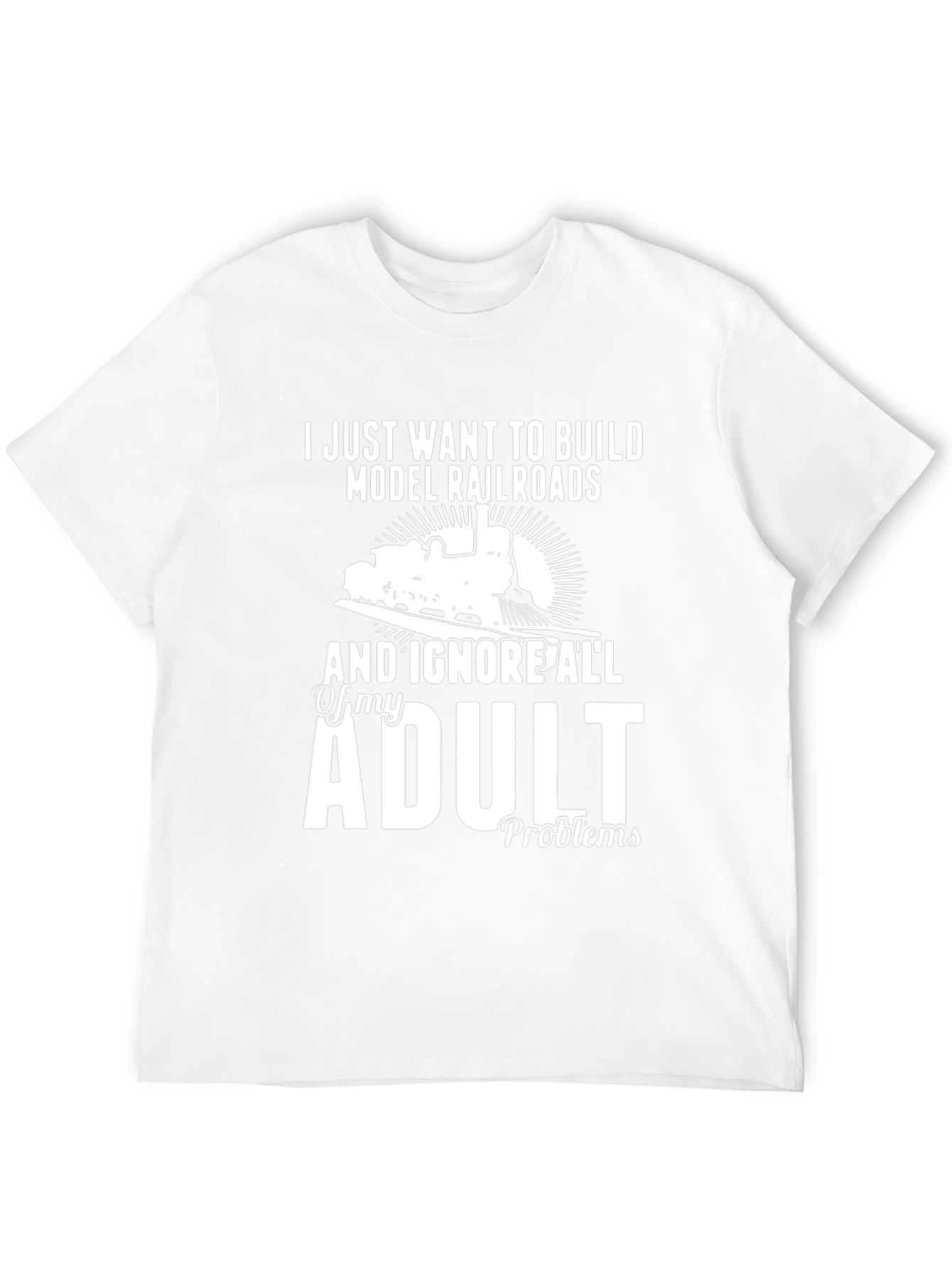 Black Model Railroads Adult Problems T-Shirt view 12