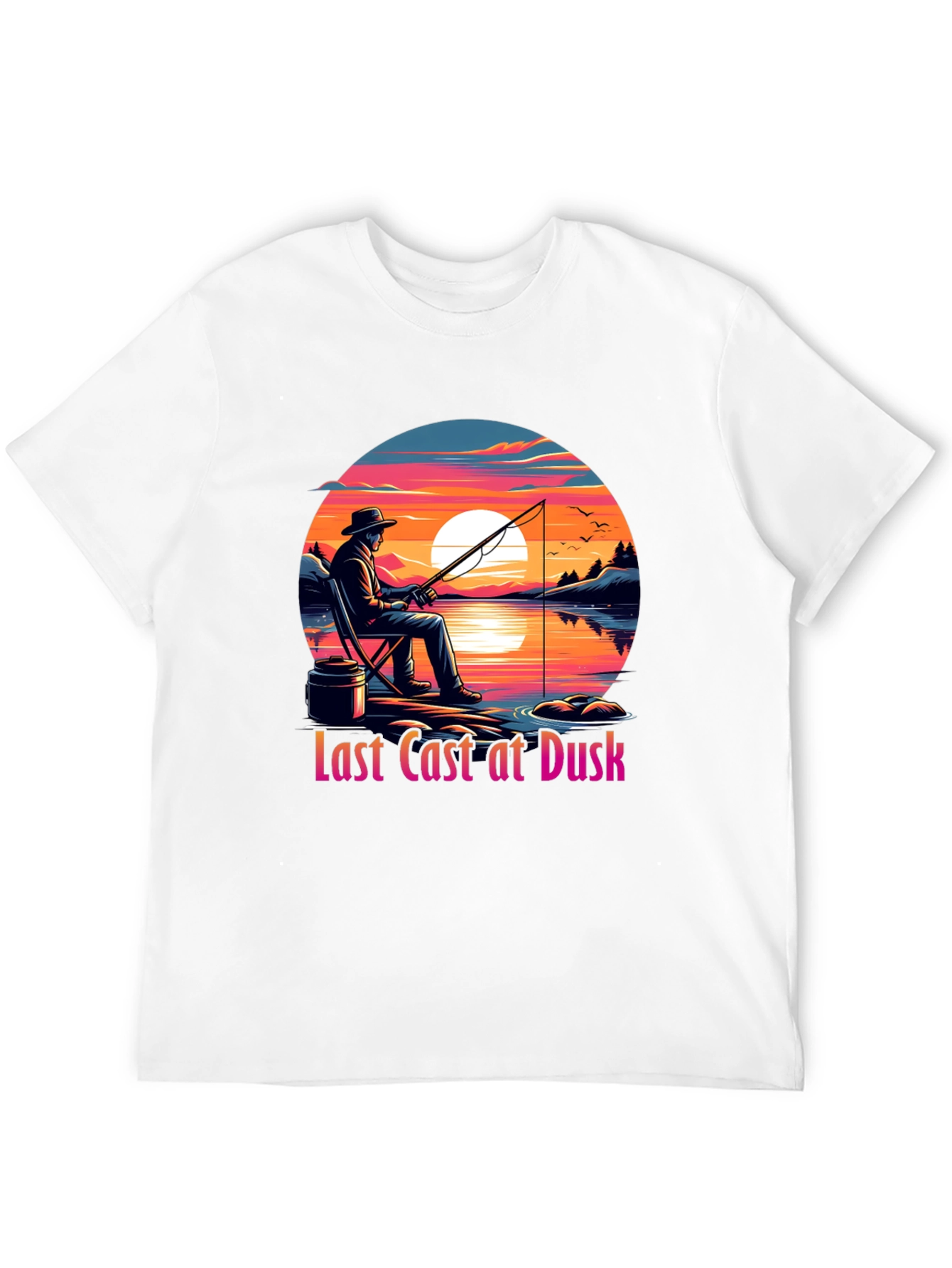 Black Last Cast at Dusk Graphic Tee view 12