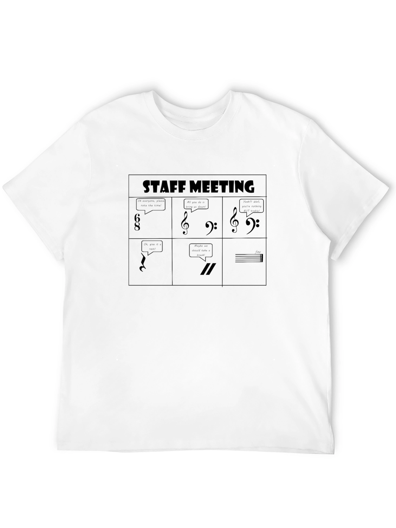 Black Musical Staff Meeting Black T-Shirt view 12