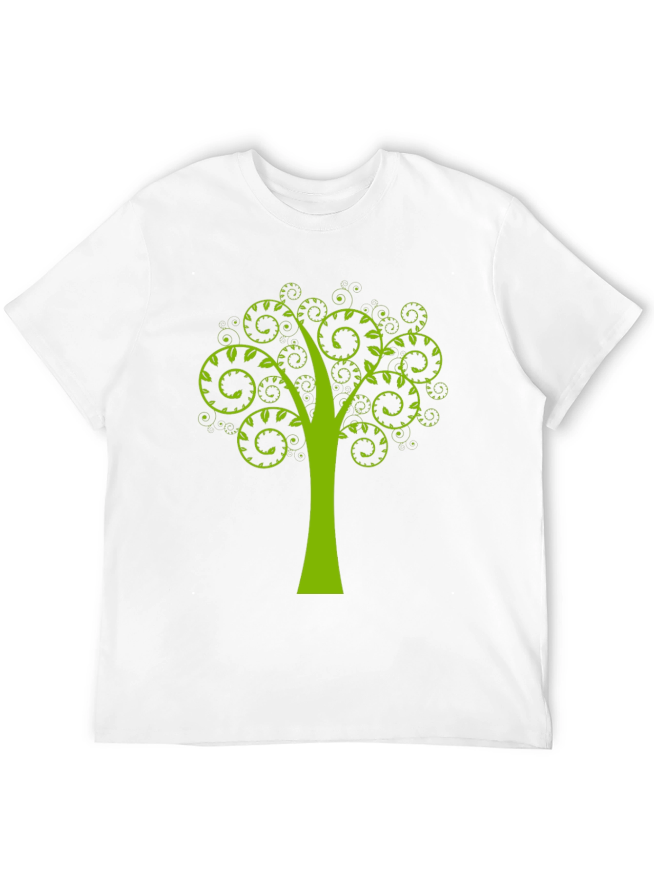 Black Green Tree Swirl Graphic Black T-Shirt view 12