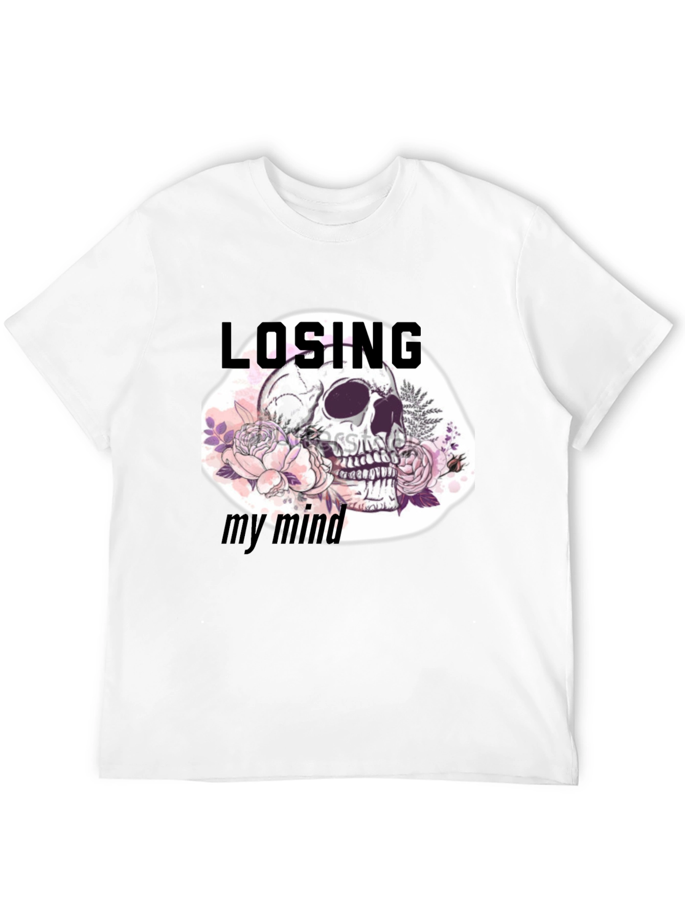 Black Losing My Mind Skull Graphic T-Shirt view 12