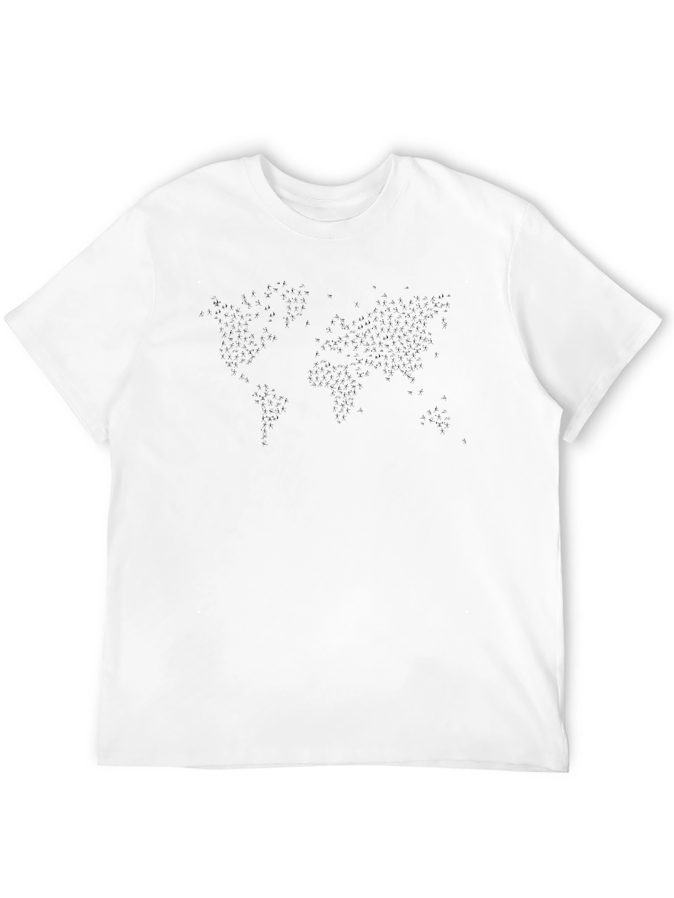 Black World Map Tee - Black Crew Neck Soft Cotton view 12