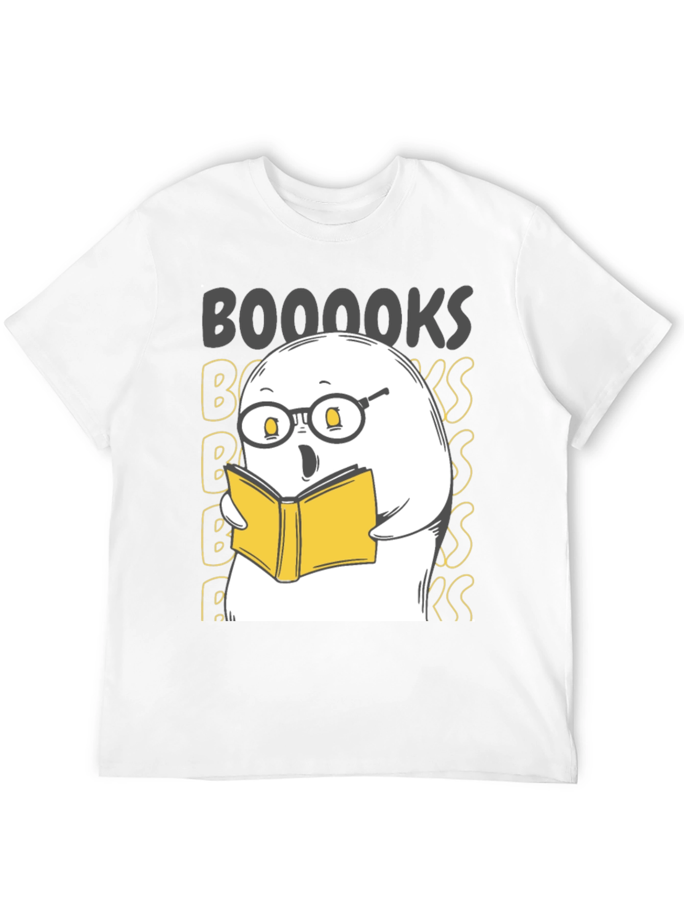 Black Funny Ghost Reading Book T-Shirt - BOOOOOKS! view 12