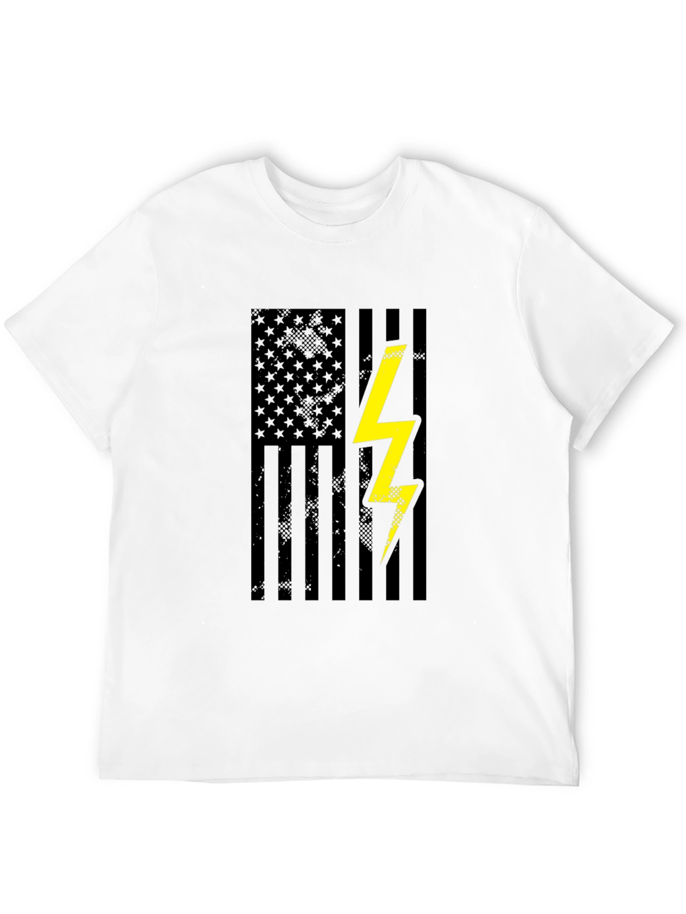 Black American Flag Lightning Bolt Graphic T-Shirt view 12