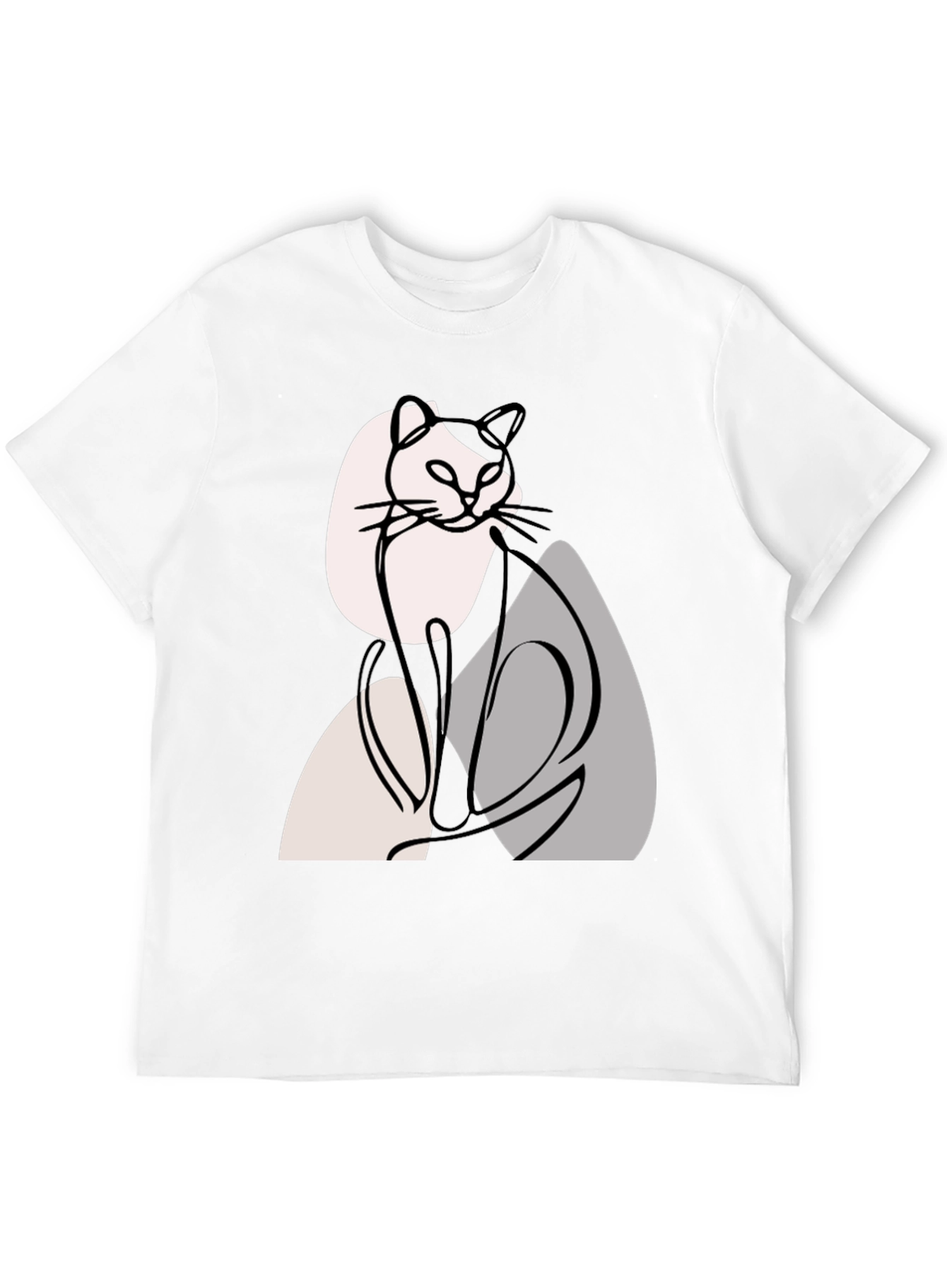 Black Abstract Cat Graphic Tee - Modern Line Art view 12