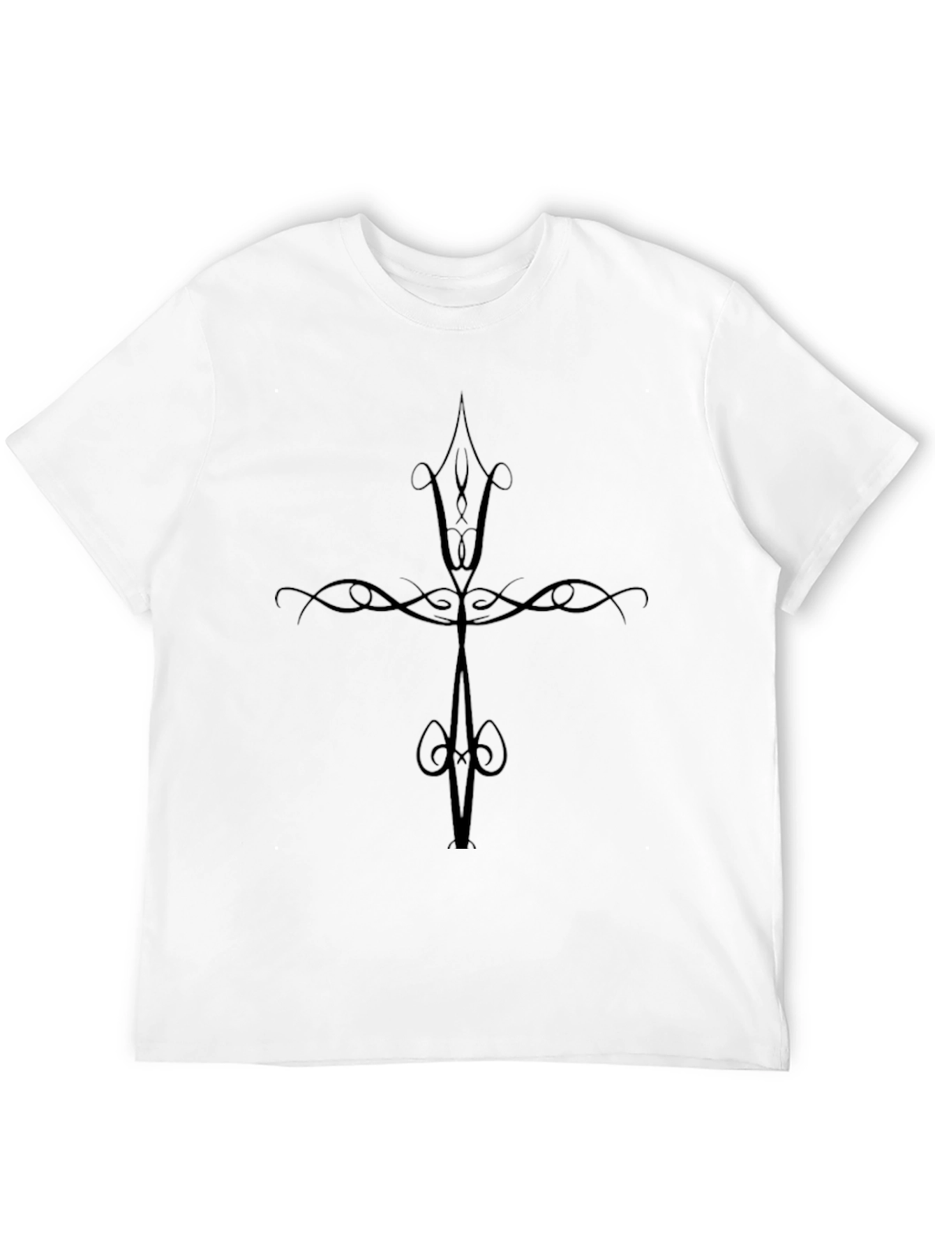 Black Tribal Cross Graphic Black T-Shirt view 12