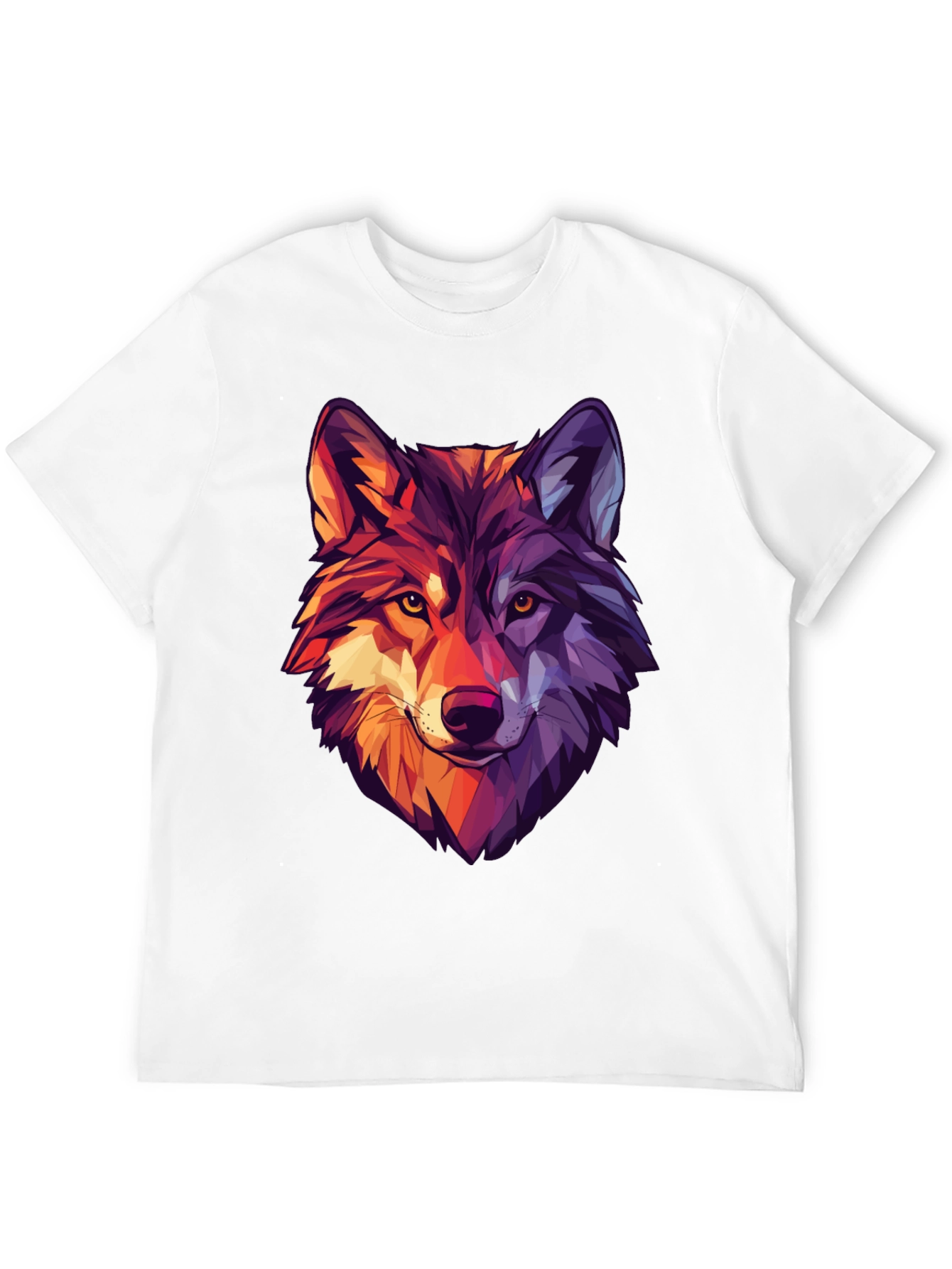 Black Geometric Wolf Graphic Print Black T-Shirt view 12