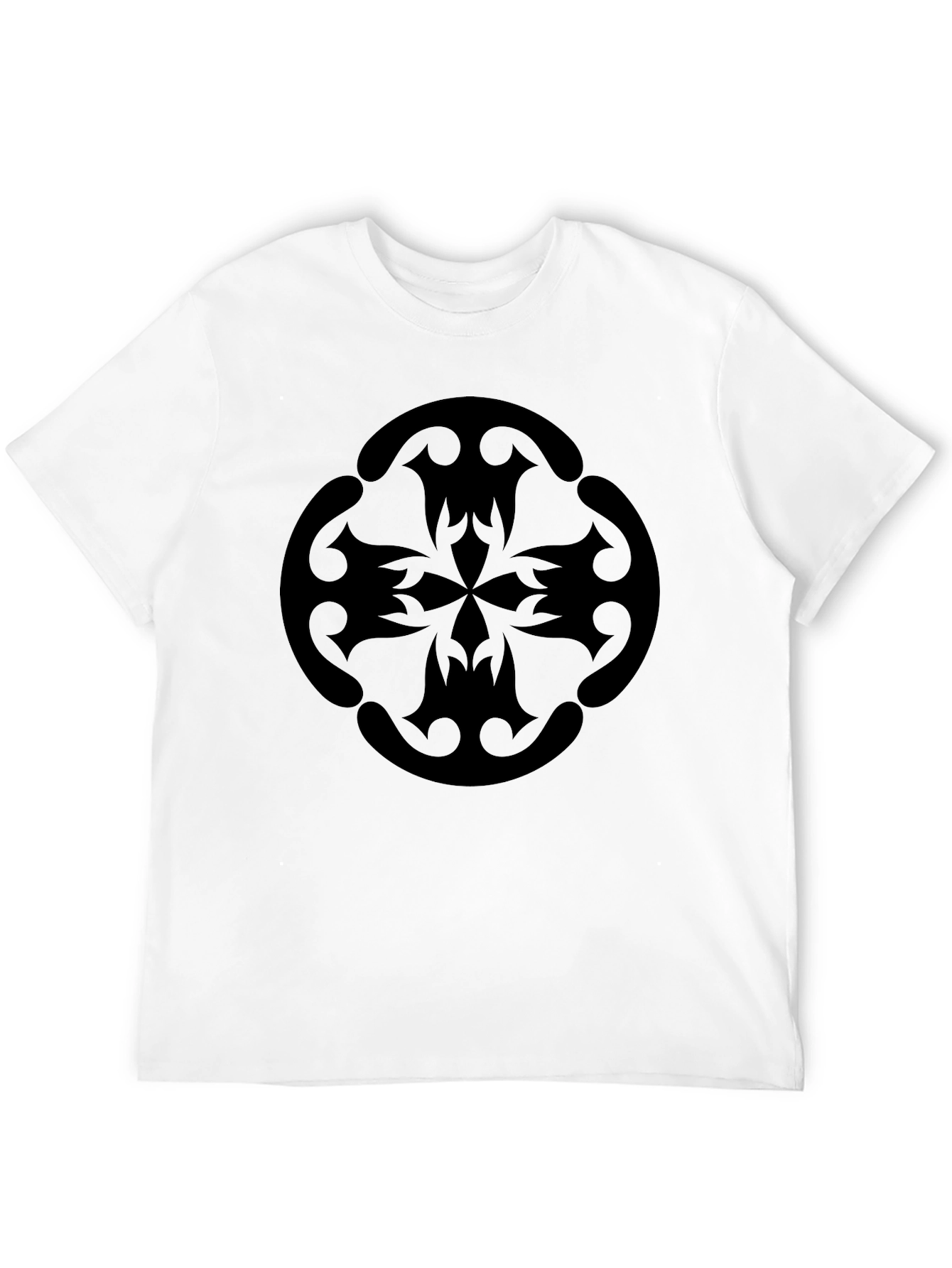 Black Black Graphic Tee - Tribal Style Cross Design view 12