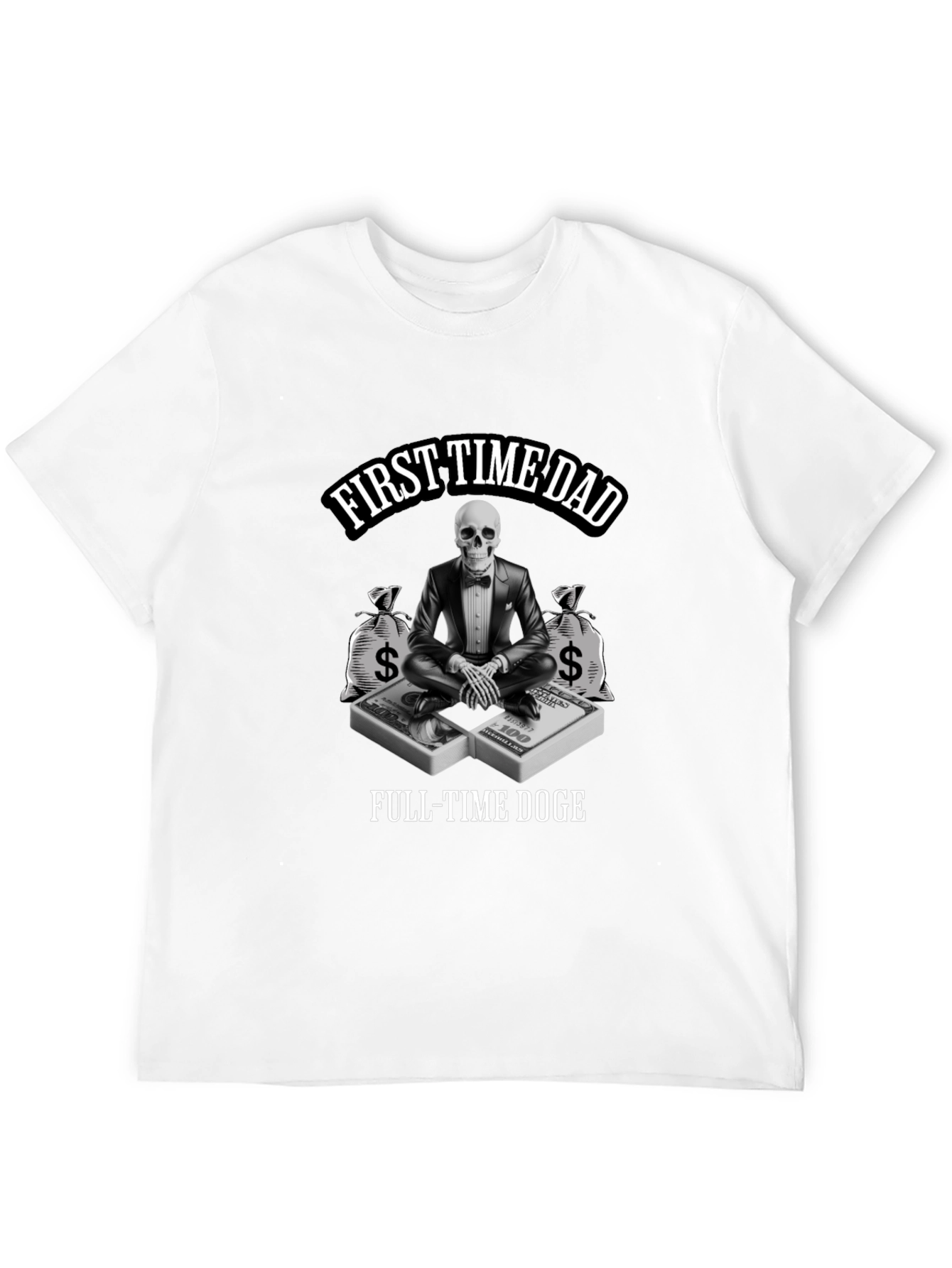 Black First Time Dad Full-Time Doge T-Shirt view 12