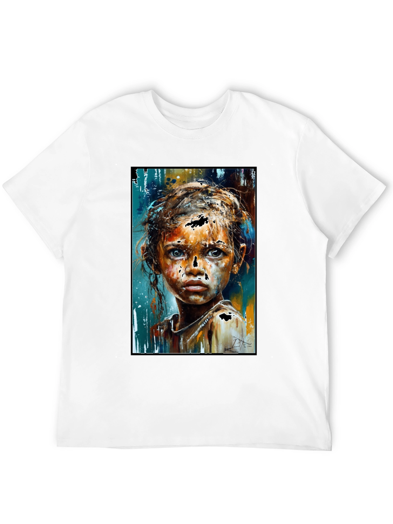 Black Expressive Portrait Graphic Black T-Shirt view 12