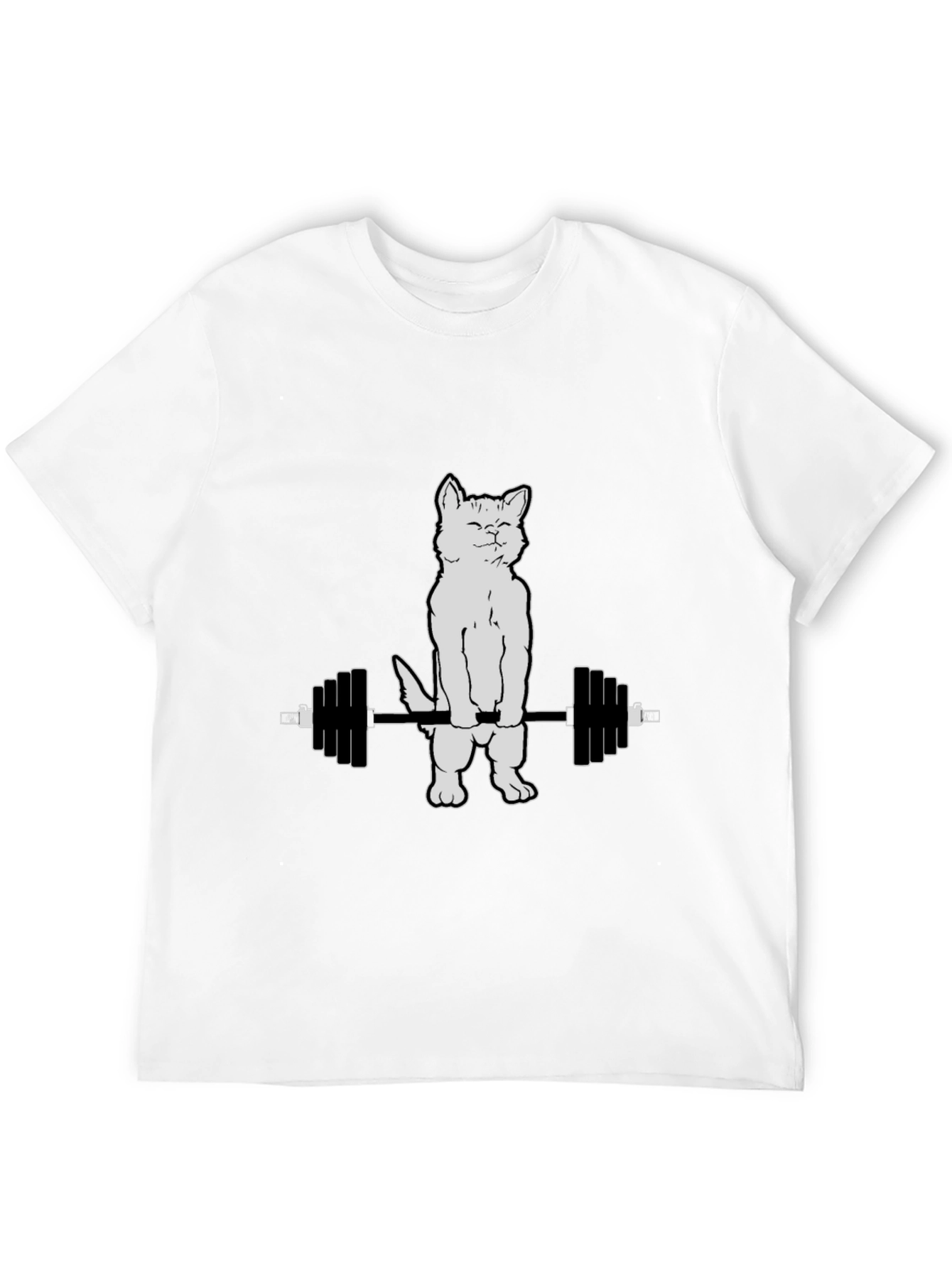Black Cat Lifting Weights Graphic T-Shirt - Black view 12