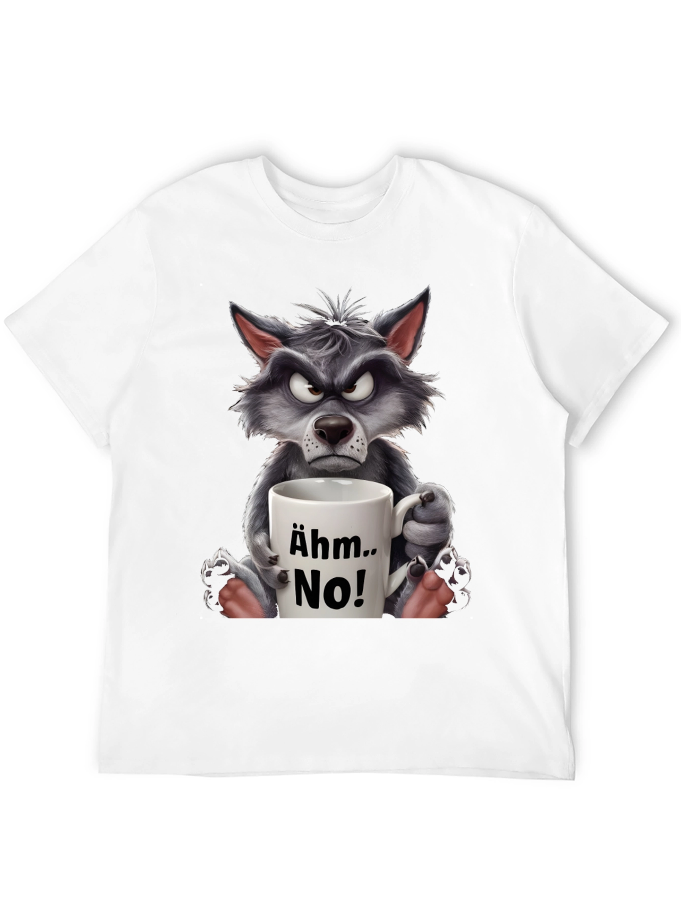 Black Grumpy Wolf "Ähm.. No!" T-Shirt - Express Your Mood! view 12