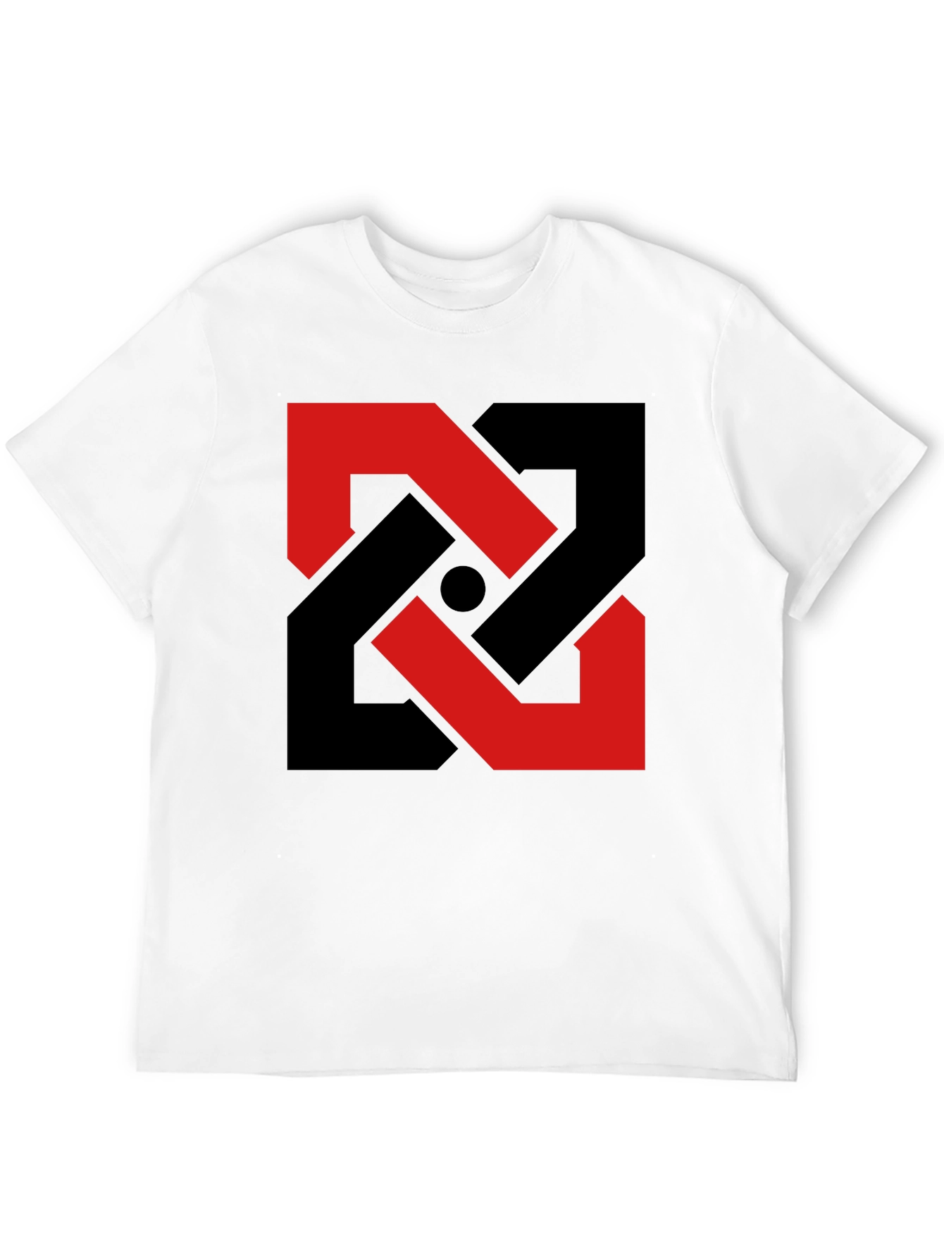 Black Abstract Geometric T-Shirt - Red & Black Design view 12