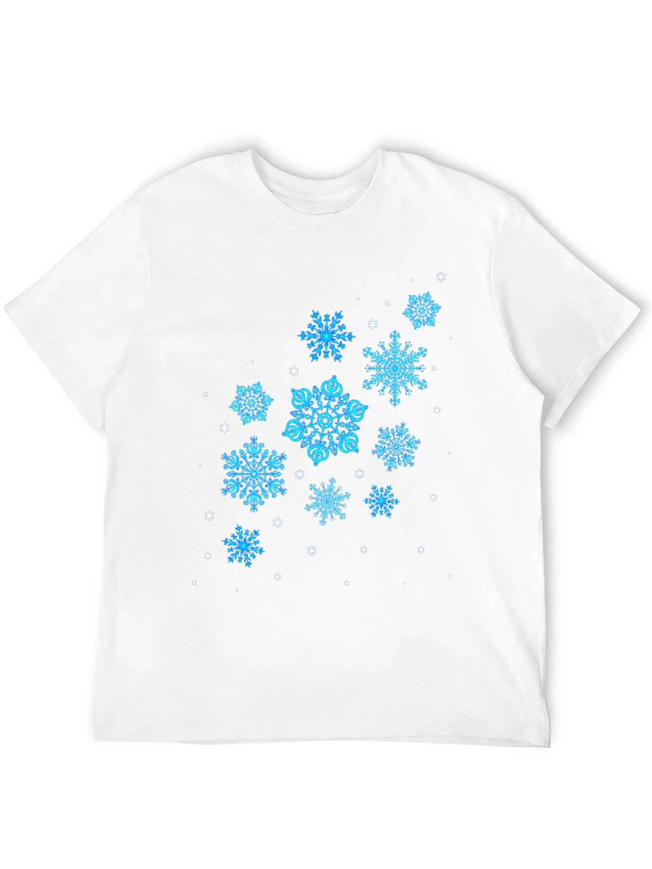 Black Snowflake Pattern Black T-Shirt view 12