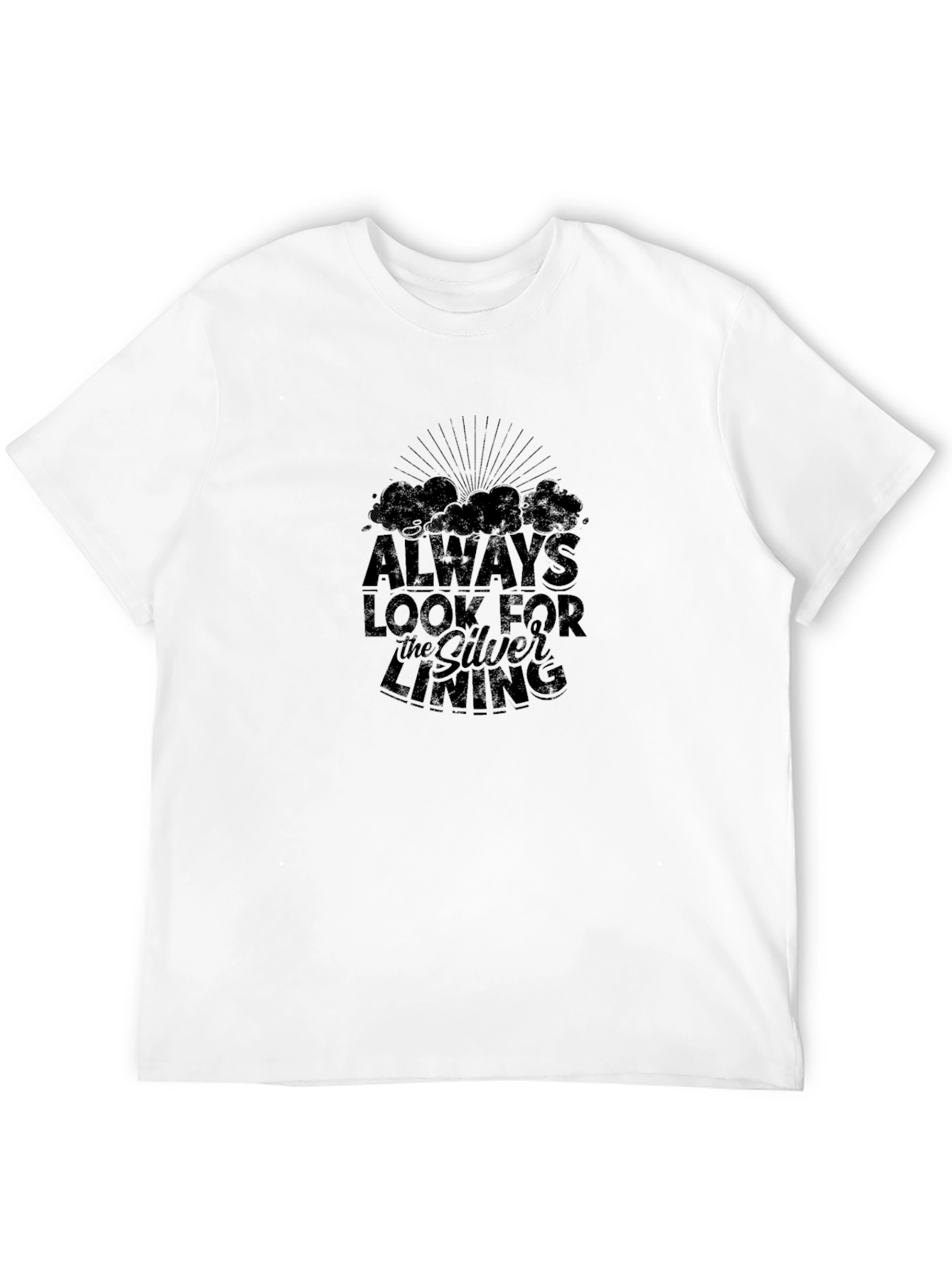 Black Always Look For The Silver Lining Black Graphic T-Shirt view 12