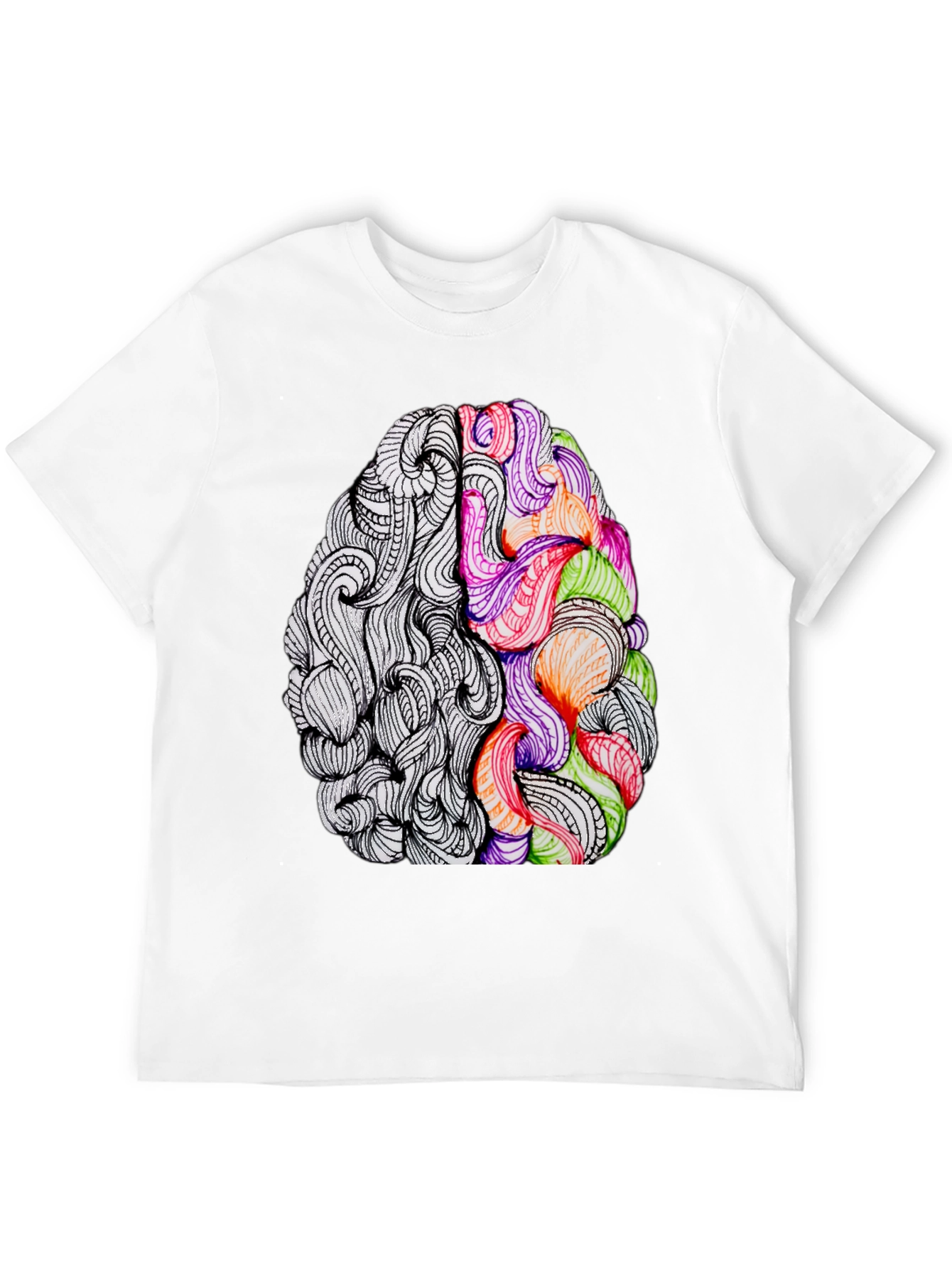 Black Brain Art Graphic Tee - Creative Thinking T-Shirt view 12