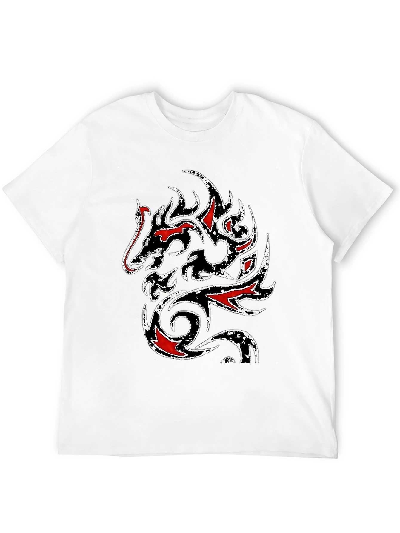 Black Tribal Dragon Graphic T-Shirt - Black view 12