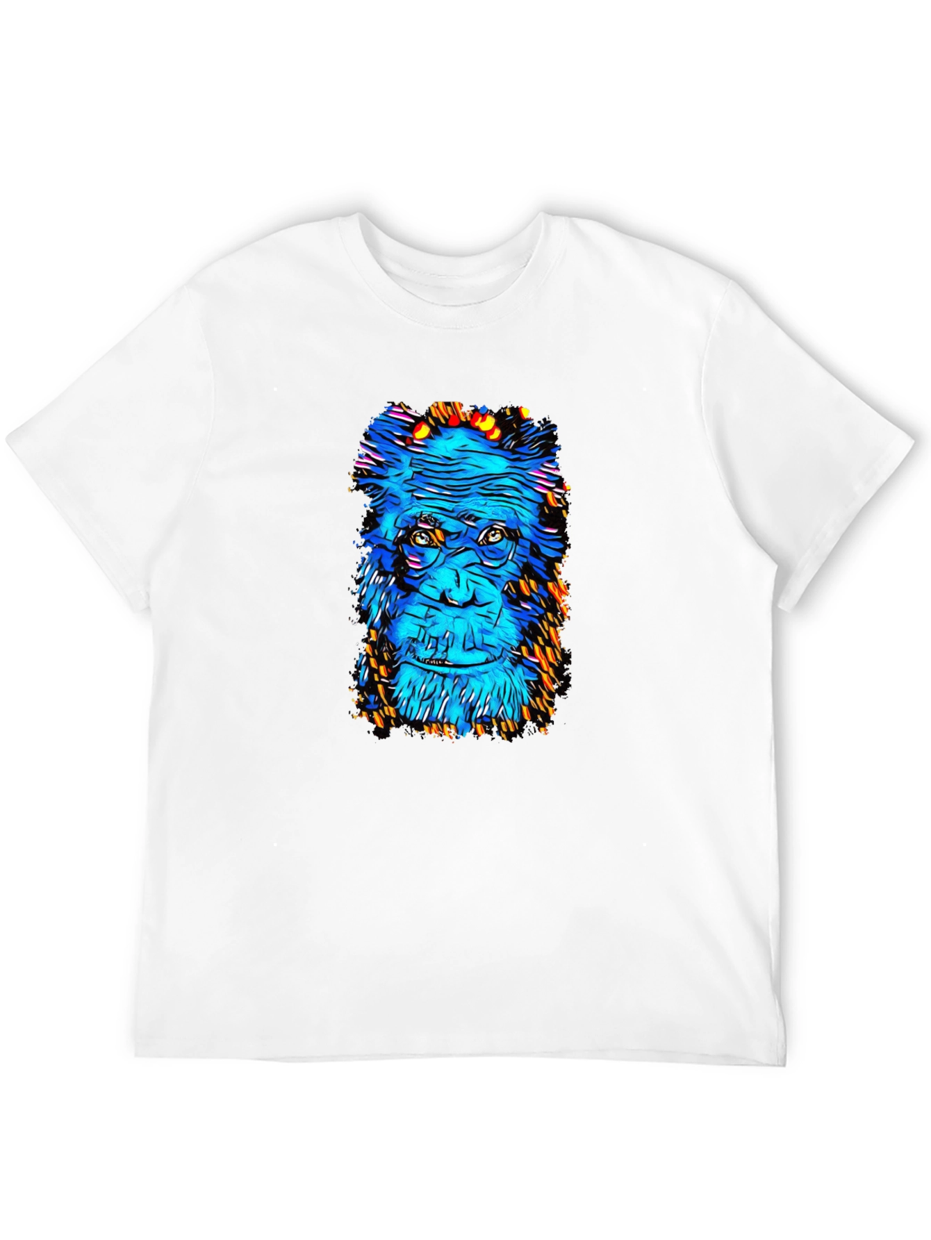 Black Abstract Gorilla Face Graphic T-Shirt view 12