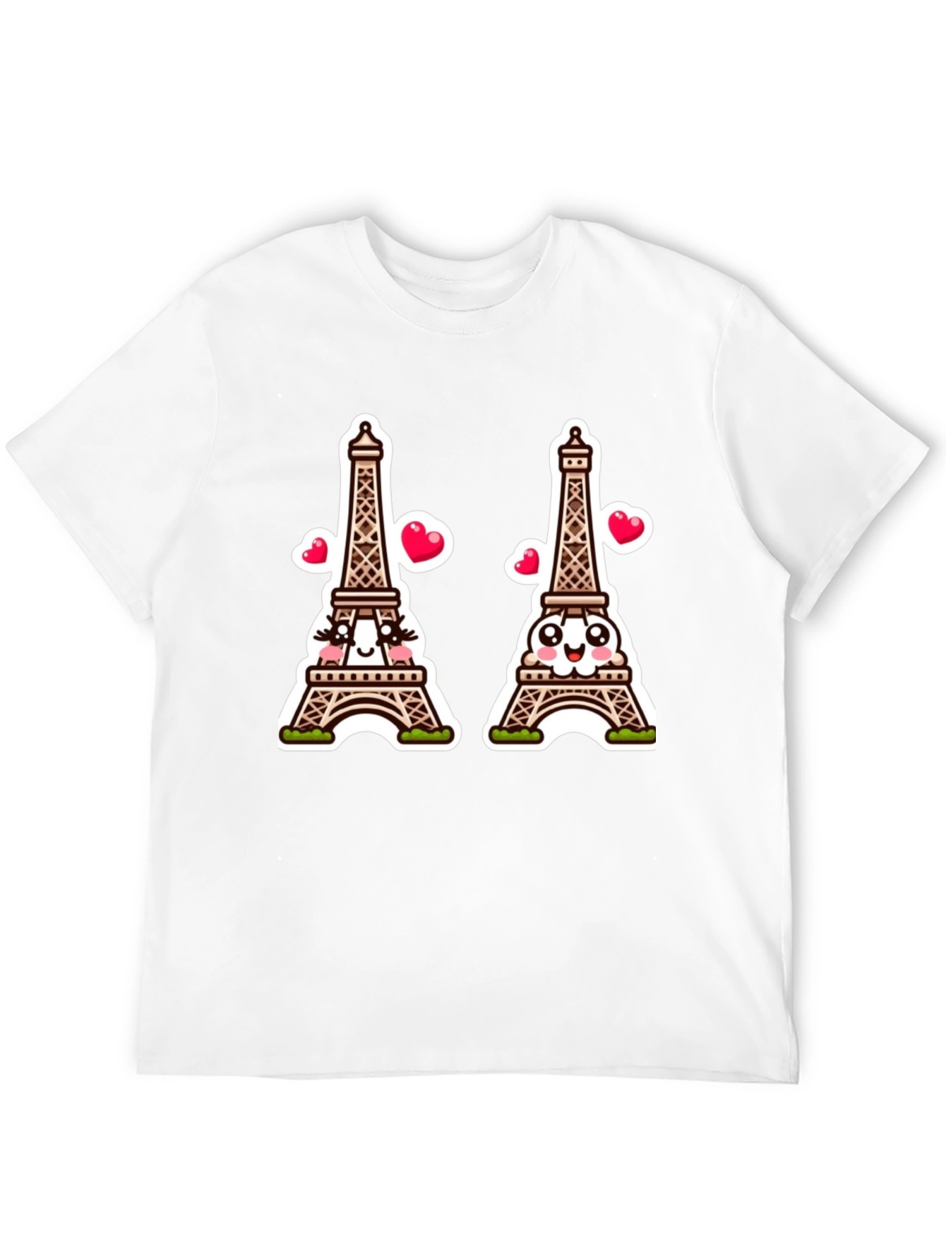 Black Parisian Love T-Shirt, Eiffel Tower Cartoon view 12