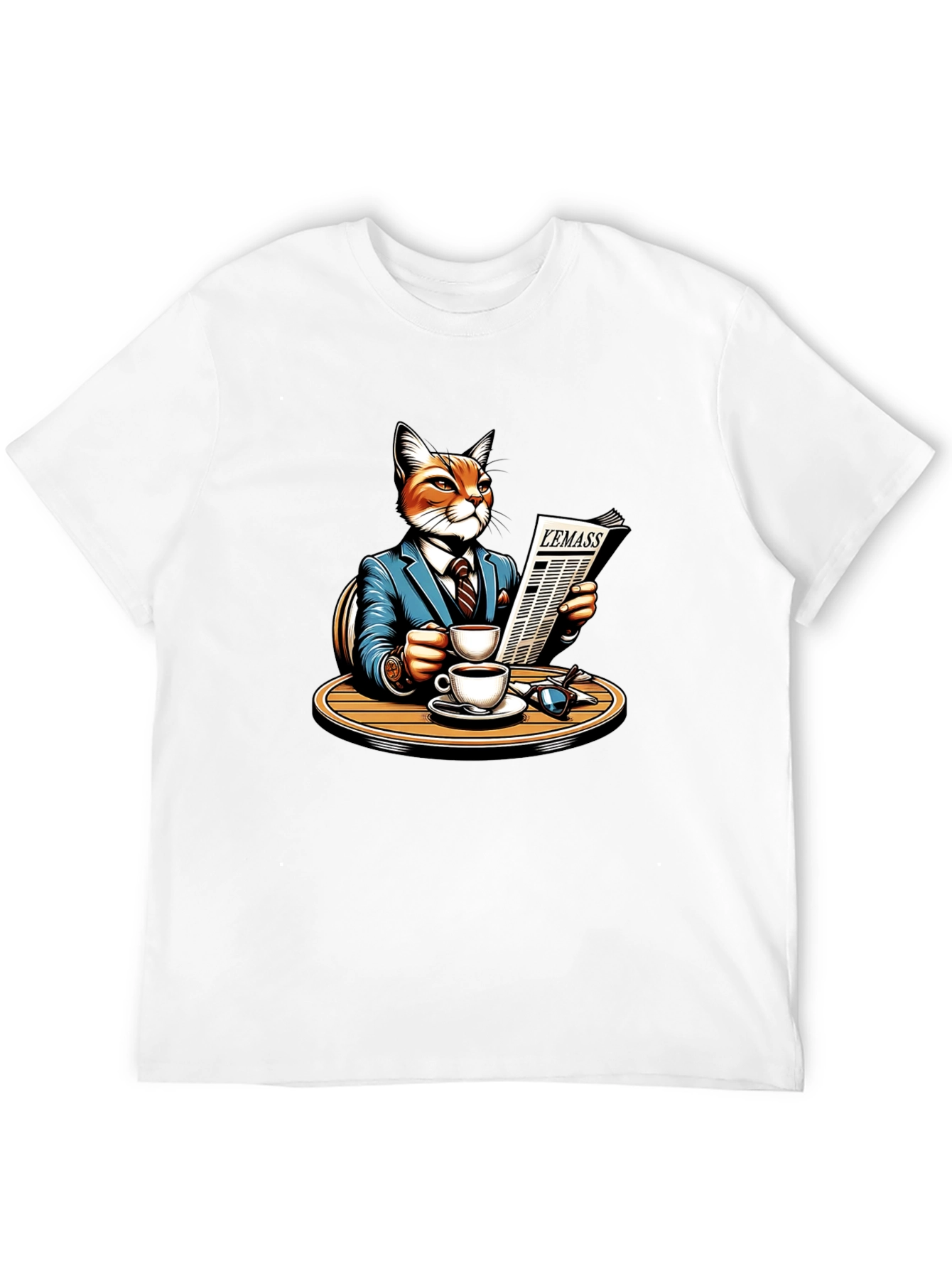 Black Cat Reading Newspaper Graphic Tee view 12