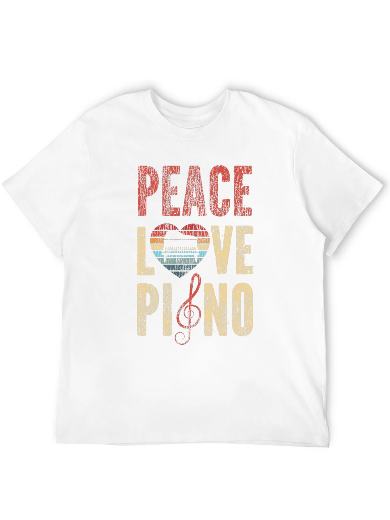 Black Peace Love Piano Graphic T-Shirt - Music Lover Tee view 12