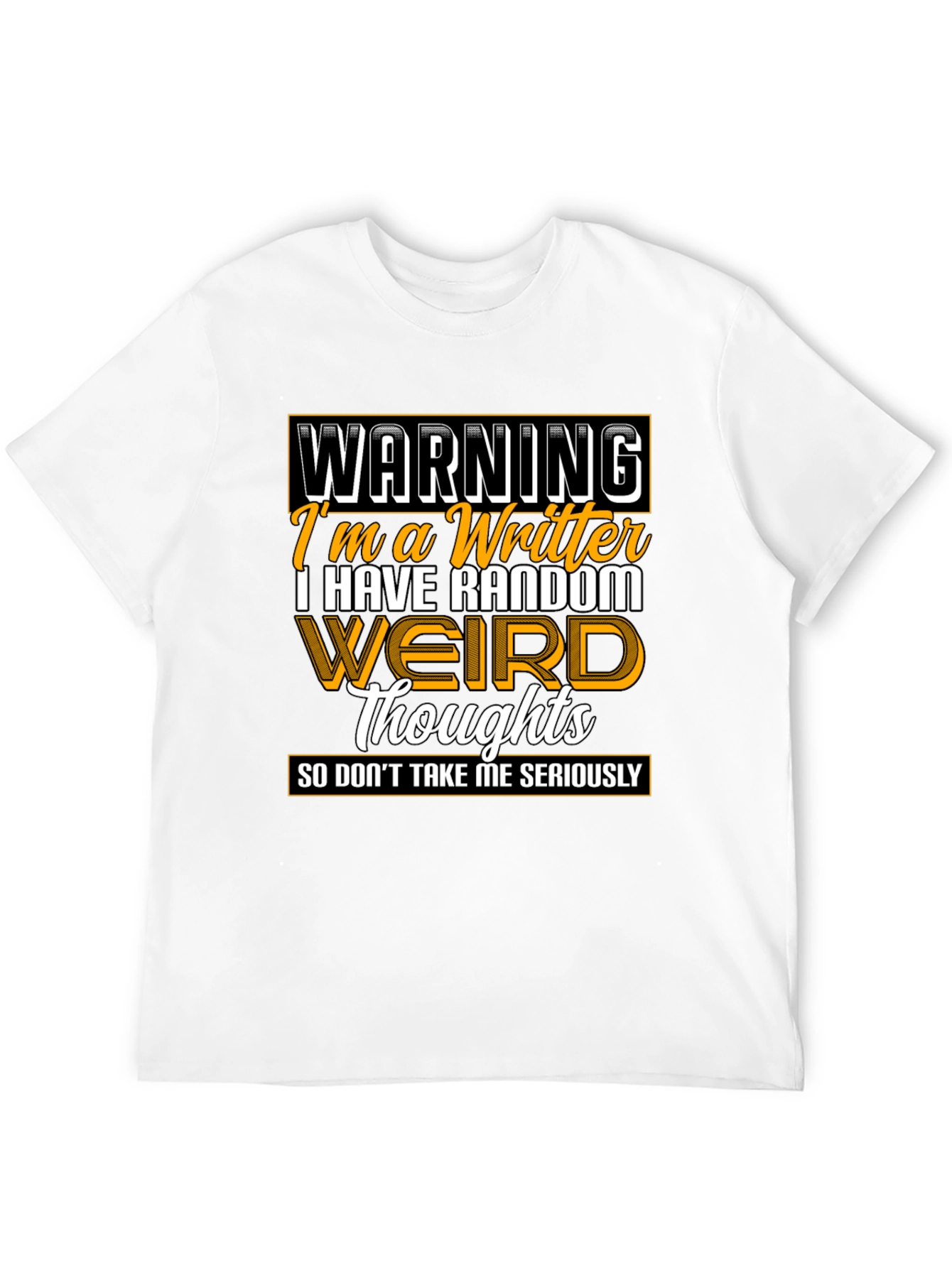 Black Warning Writer Graphic Tee - Random Weird Thoughts T-Shirt view 12