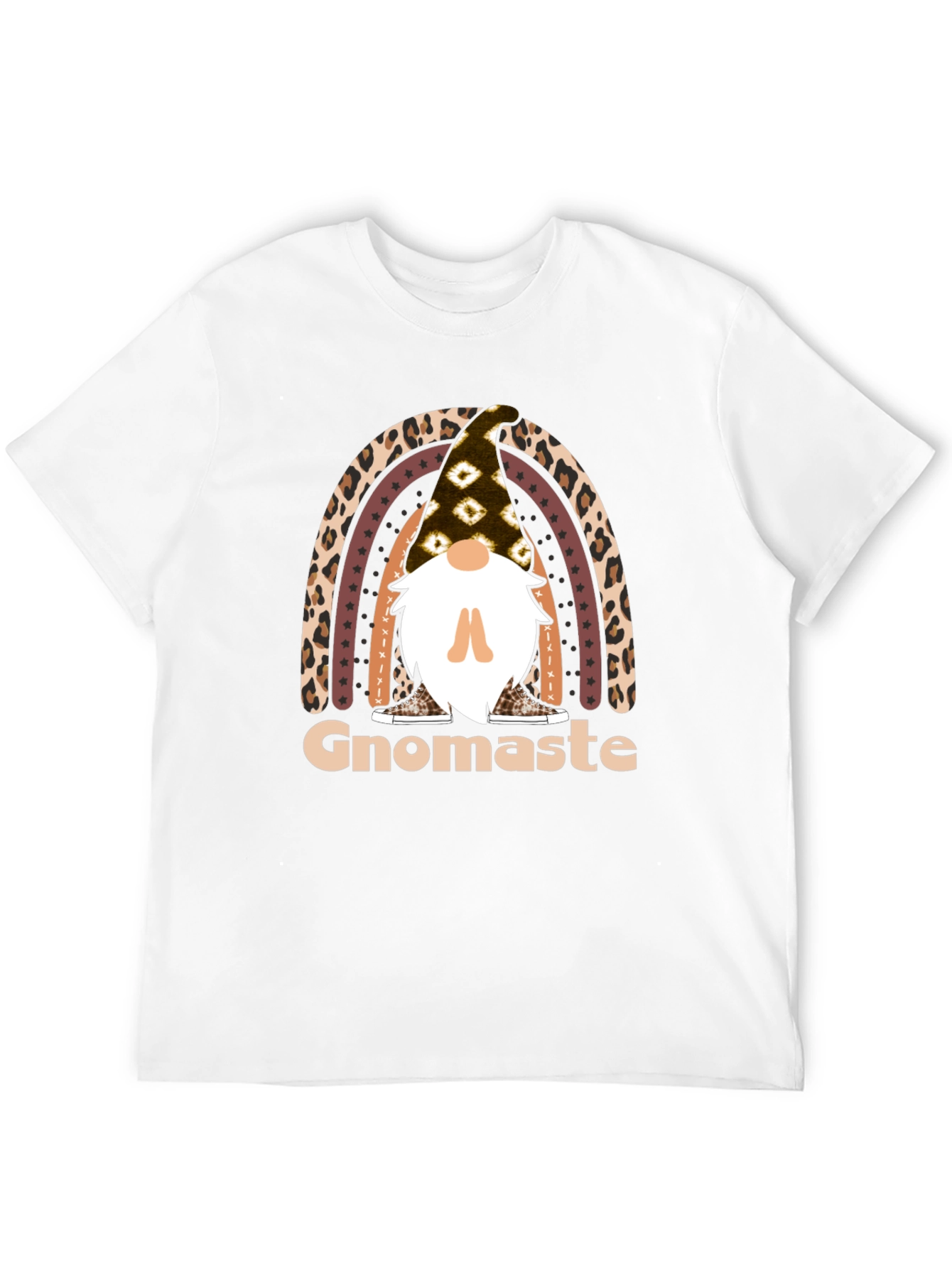 Black Gnomaste T-Shirt - Yoga Gnome Rainbow Tee view 12