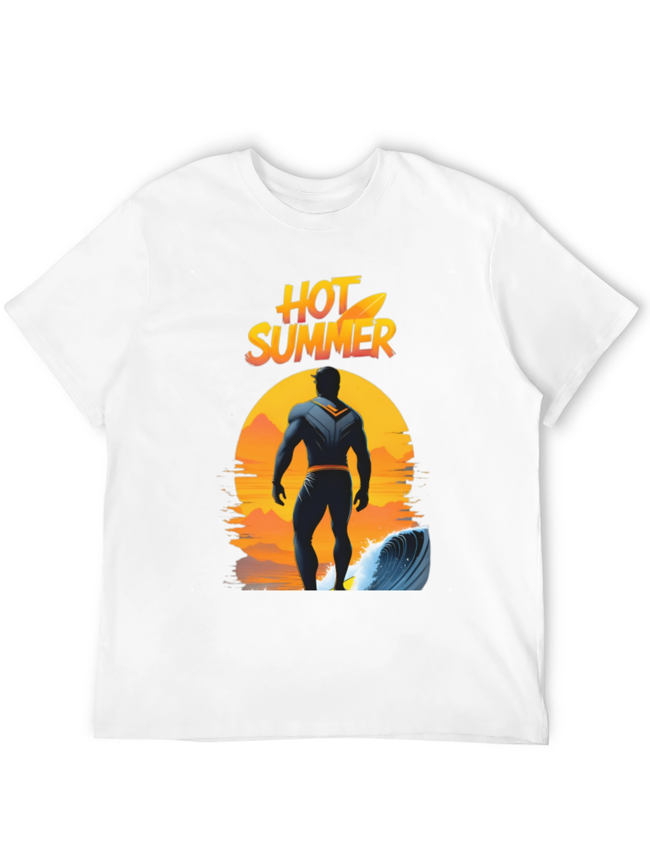 Black Hot Summer Surfer Graphic Tee - Black Cotton T-Shirt view 12
