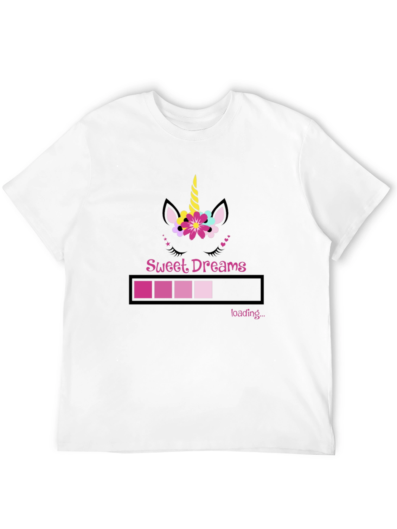 Black Sweet Dreams Unicorn Loading Bar Black T-Shirt view 12