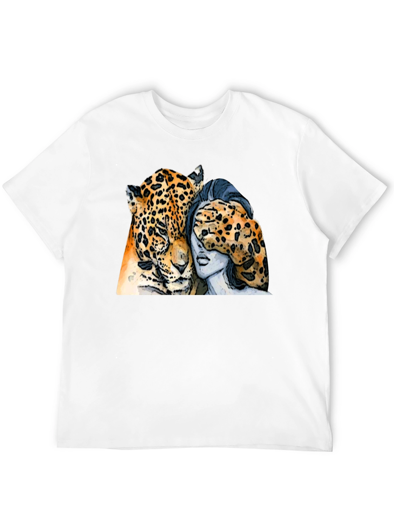 Black Jaguar and Woman Graphic Print Black T-Shirt view 12